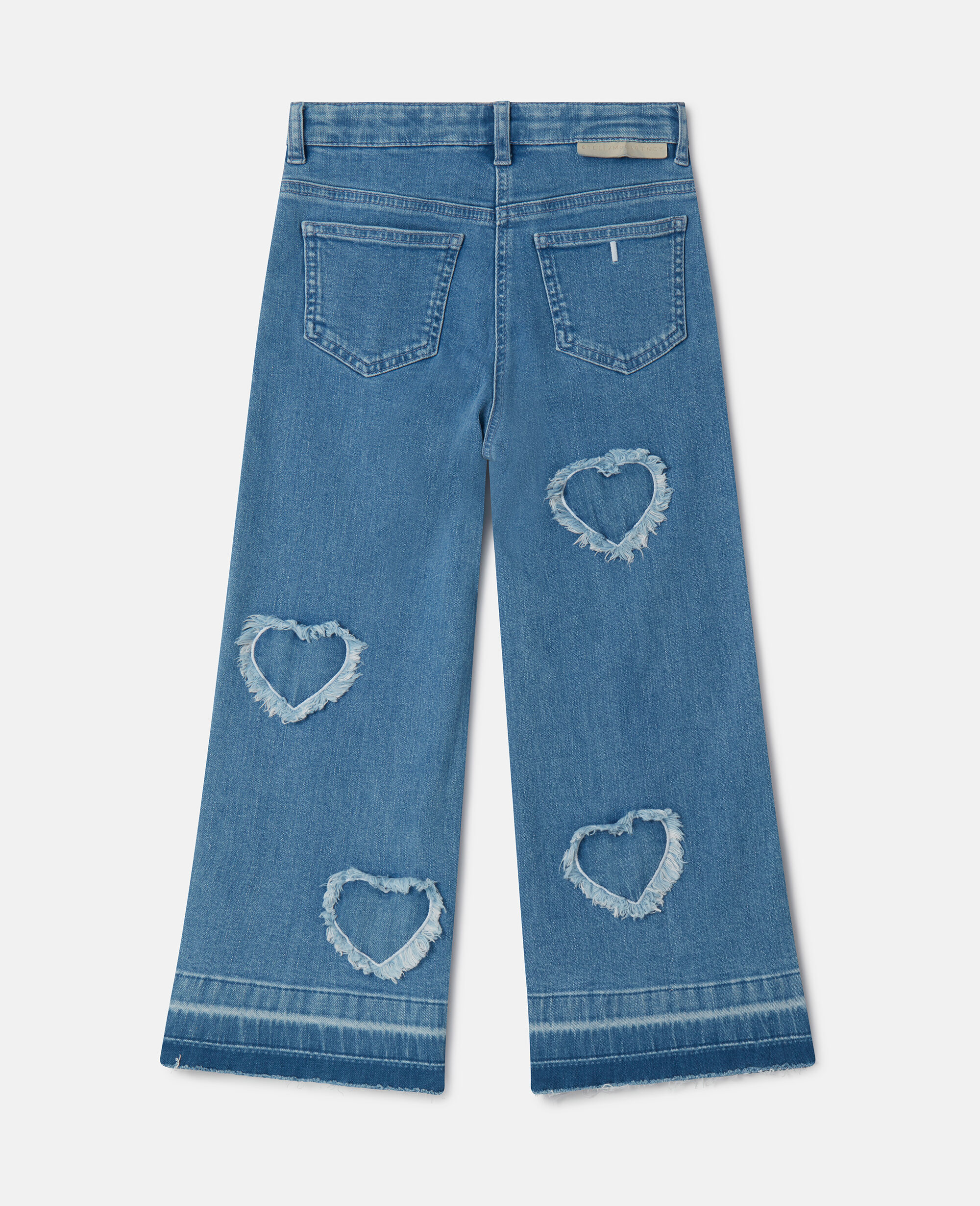 Kids Blue Fringed-Heart Patch Stretch-Denim Jeans | Stella McCartney US
