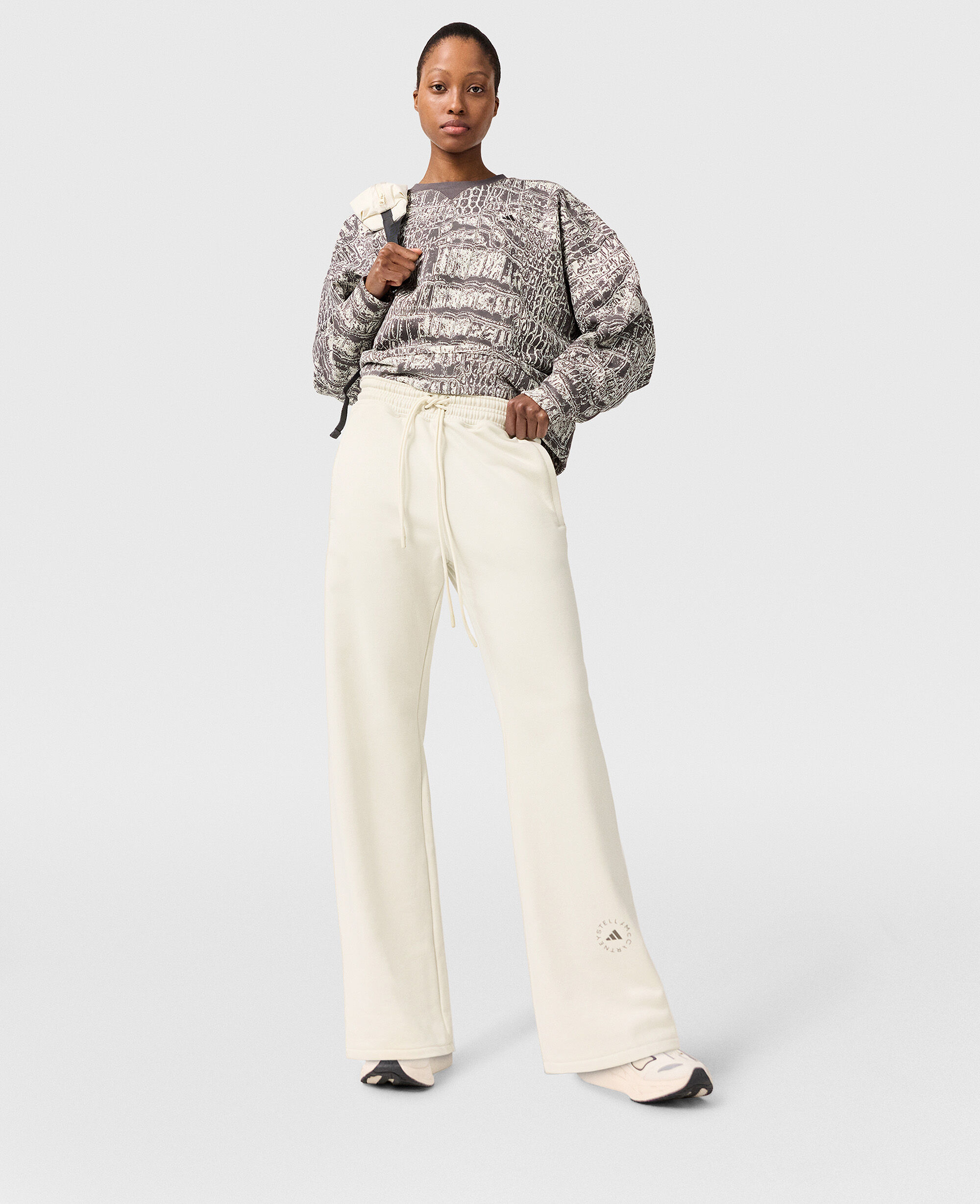Women Beige Logo Straight-Leg Joggers | Stella McCartney US