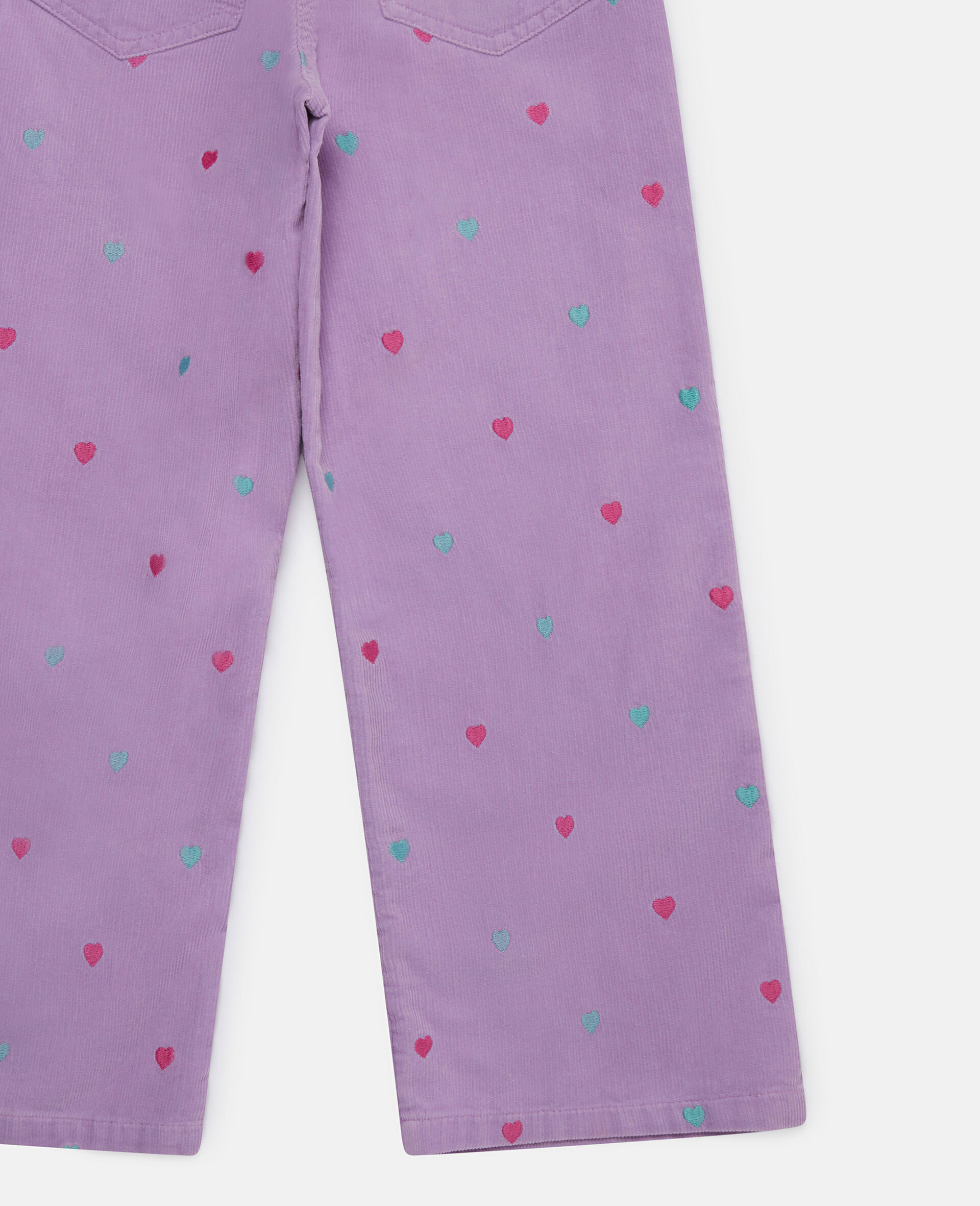Heart Embroidery Wide Leg Jeans-Purple-large image number 3