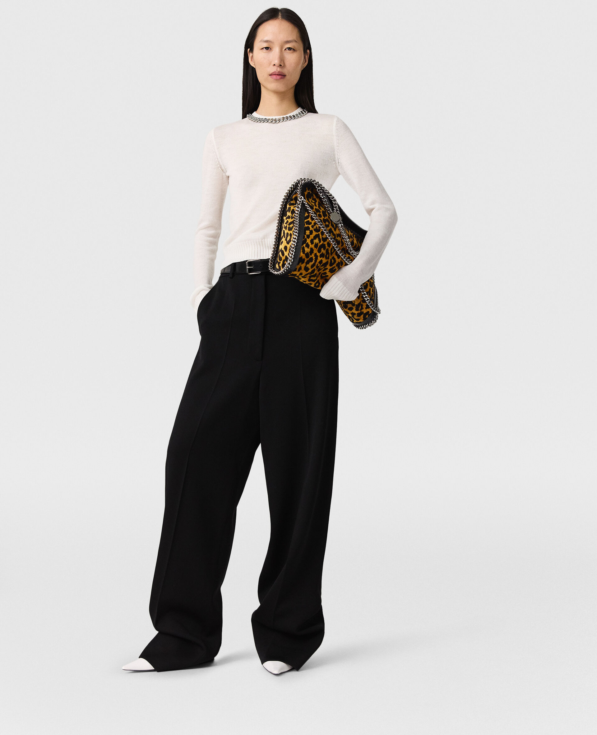 Falabella Chain Fine-Knit Sweater-Cream-large image number 4