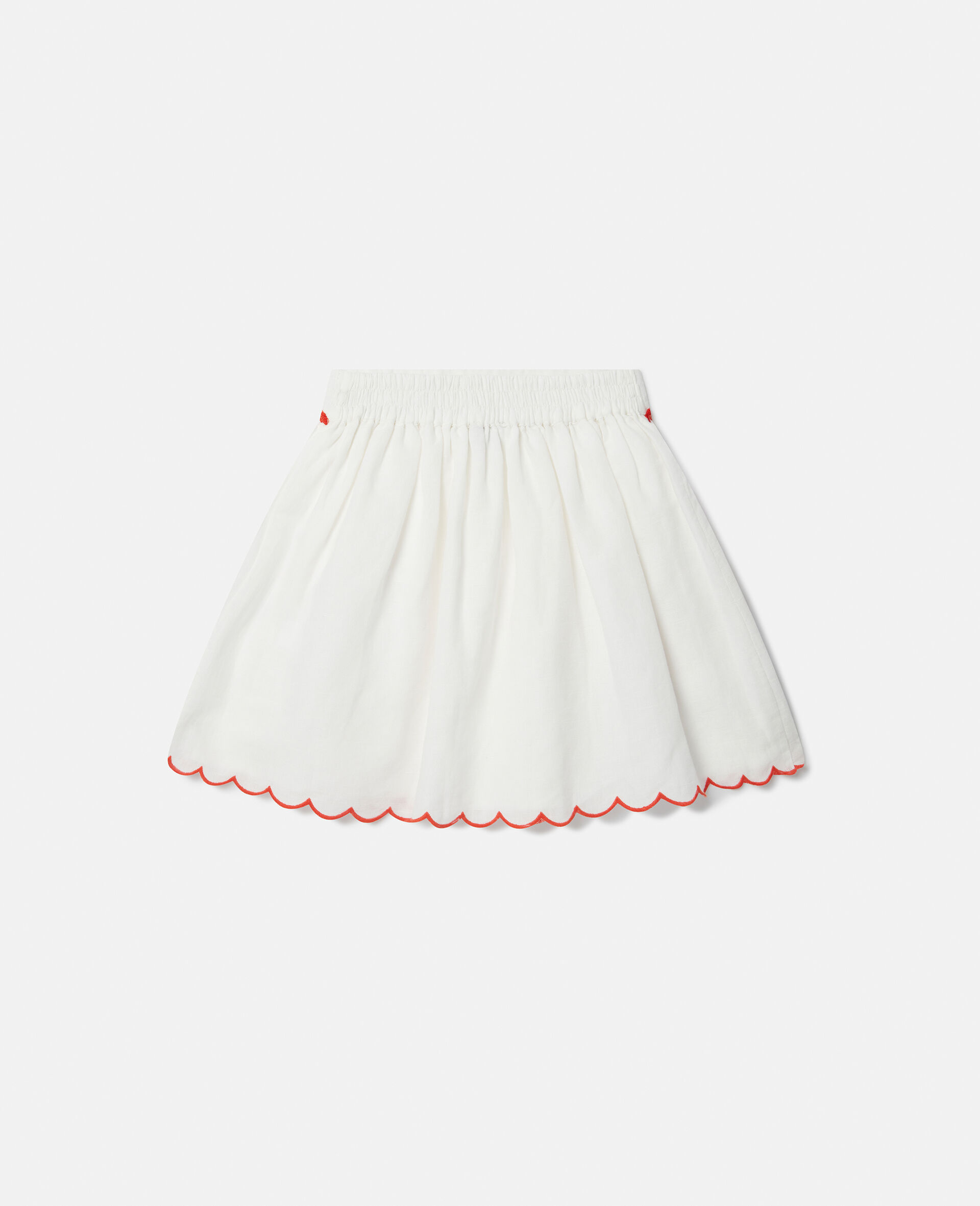 Strawberry Embroidered Scalloped Trim Skirt-Cream-large image number 2