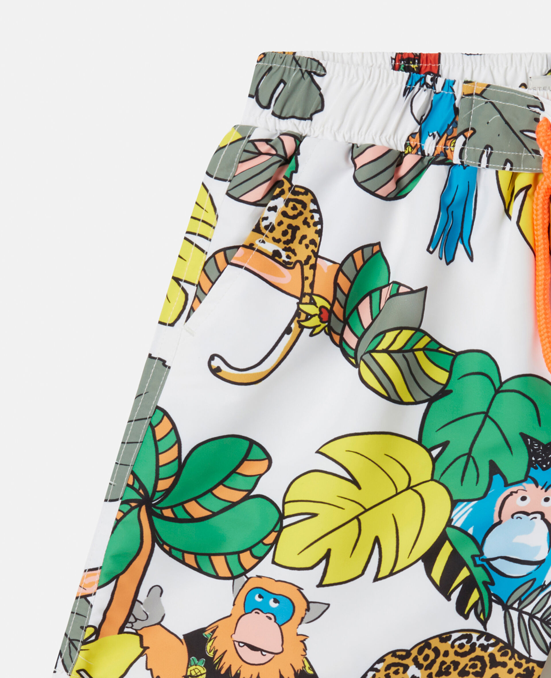 Jungle Print Swim Shorts-White-large image number 1