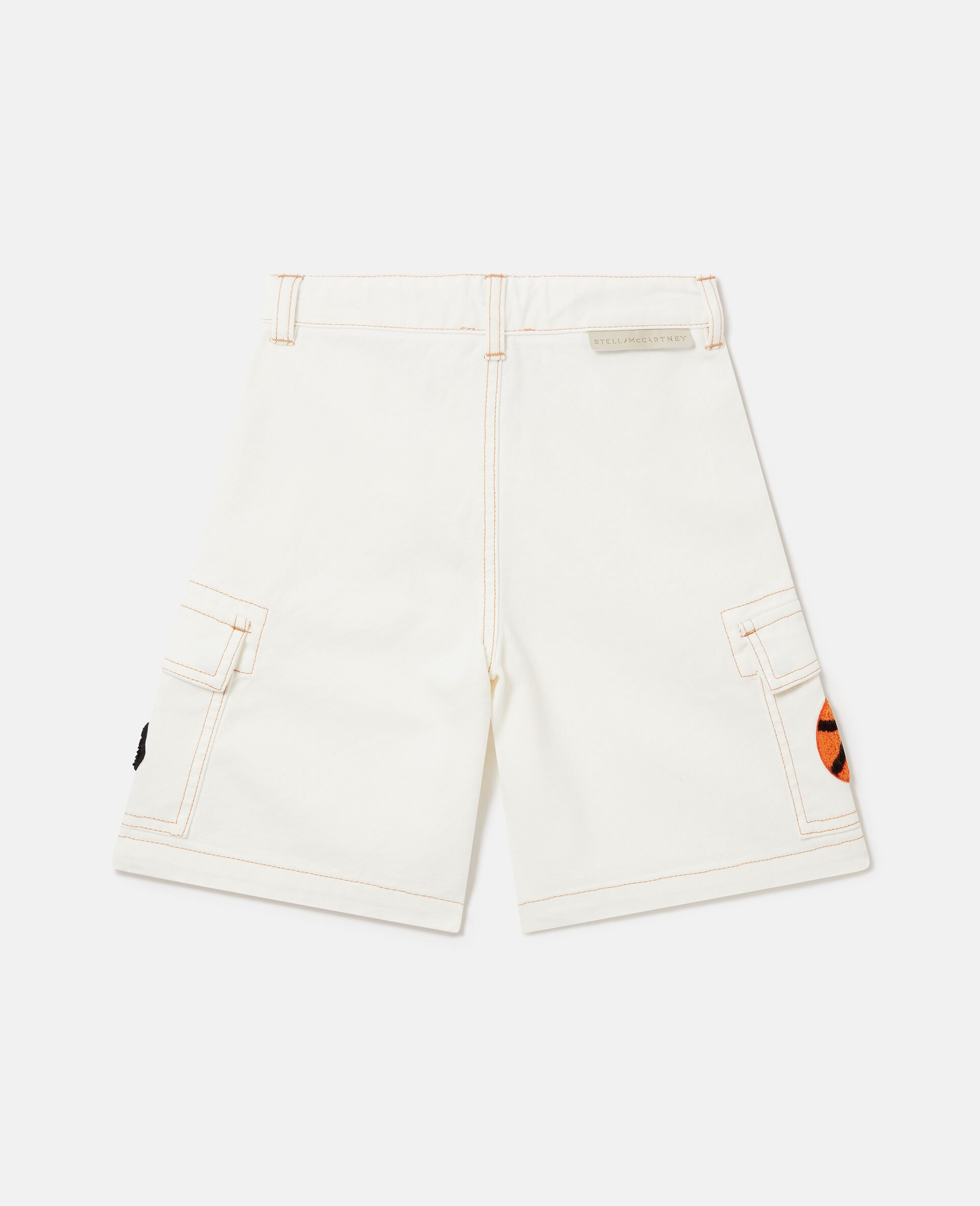 Sports Motif Canvas Shorts-White-large image number 2
