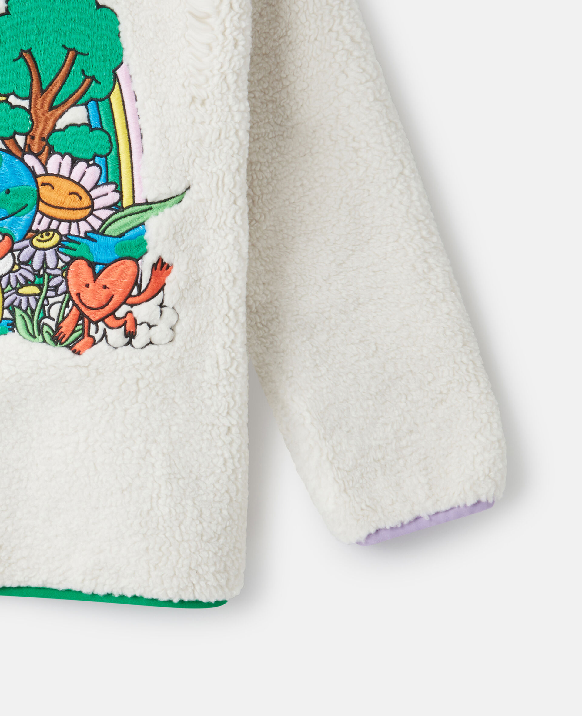 Flower Graphic Fleece-White-large image number 3