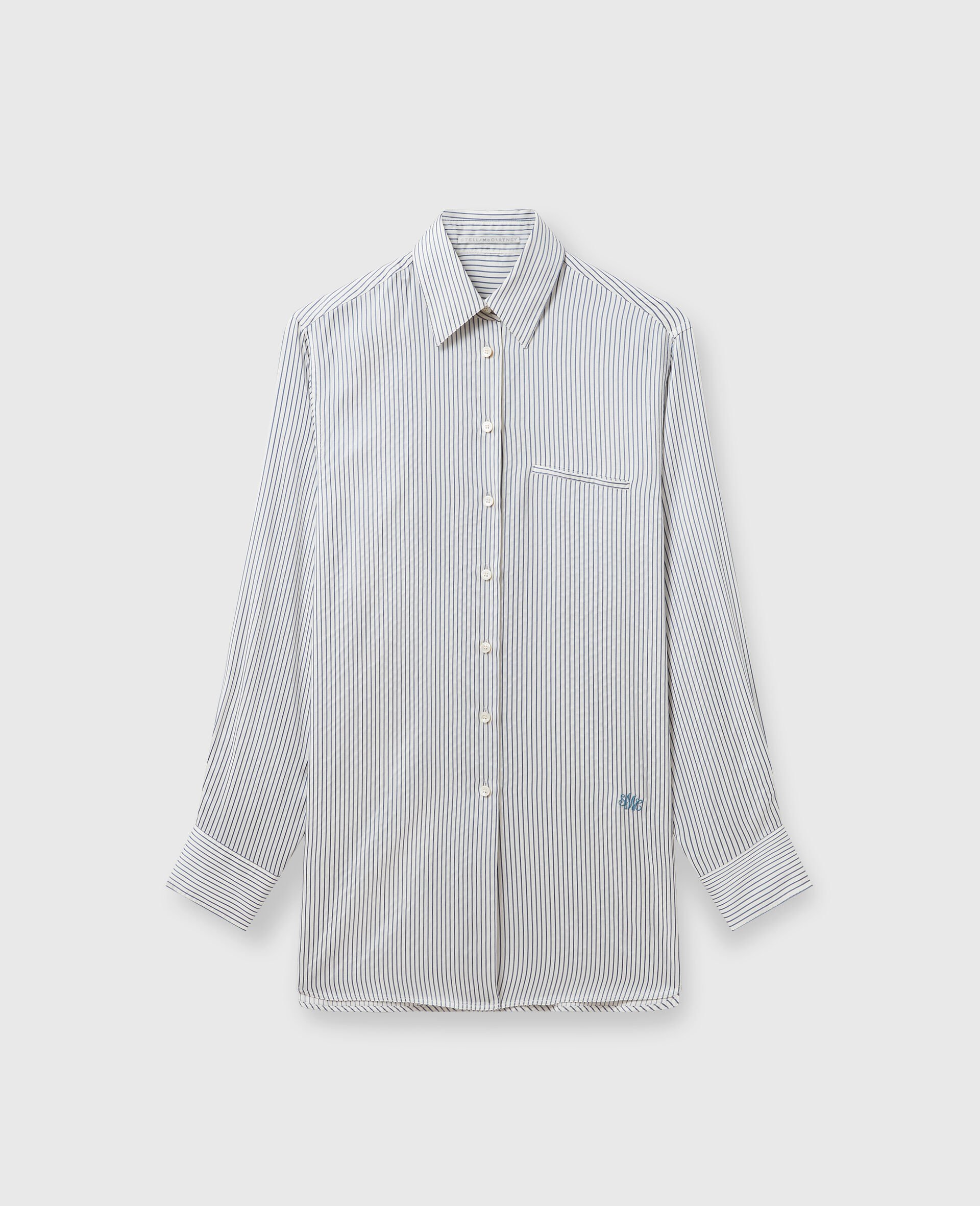 Logo Pinstripe Shirt-White-medium