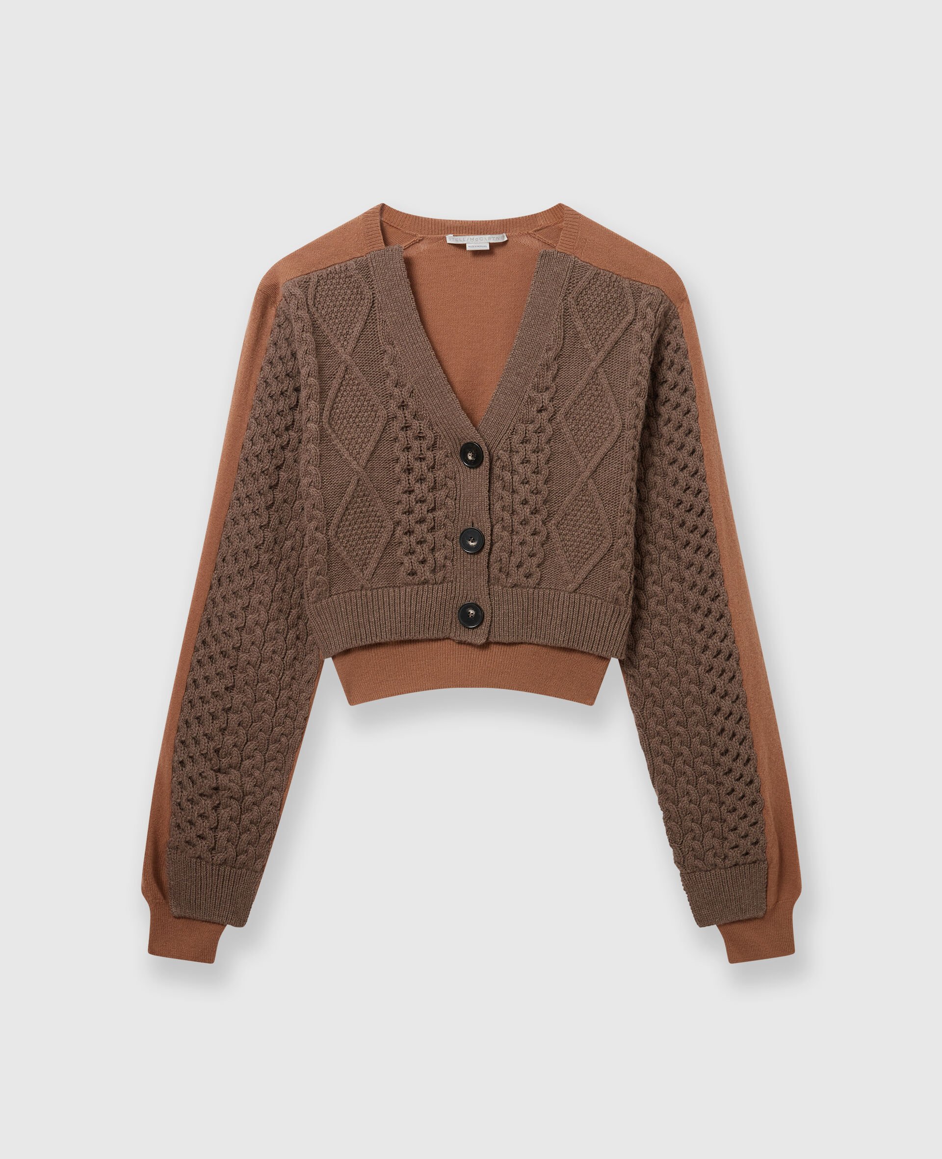 Hybrid Cropped Cardigan-Brown-medium