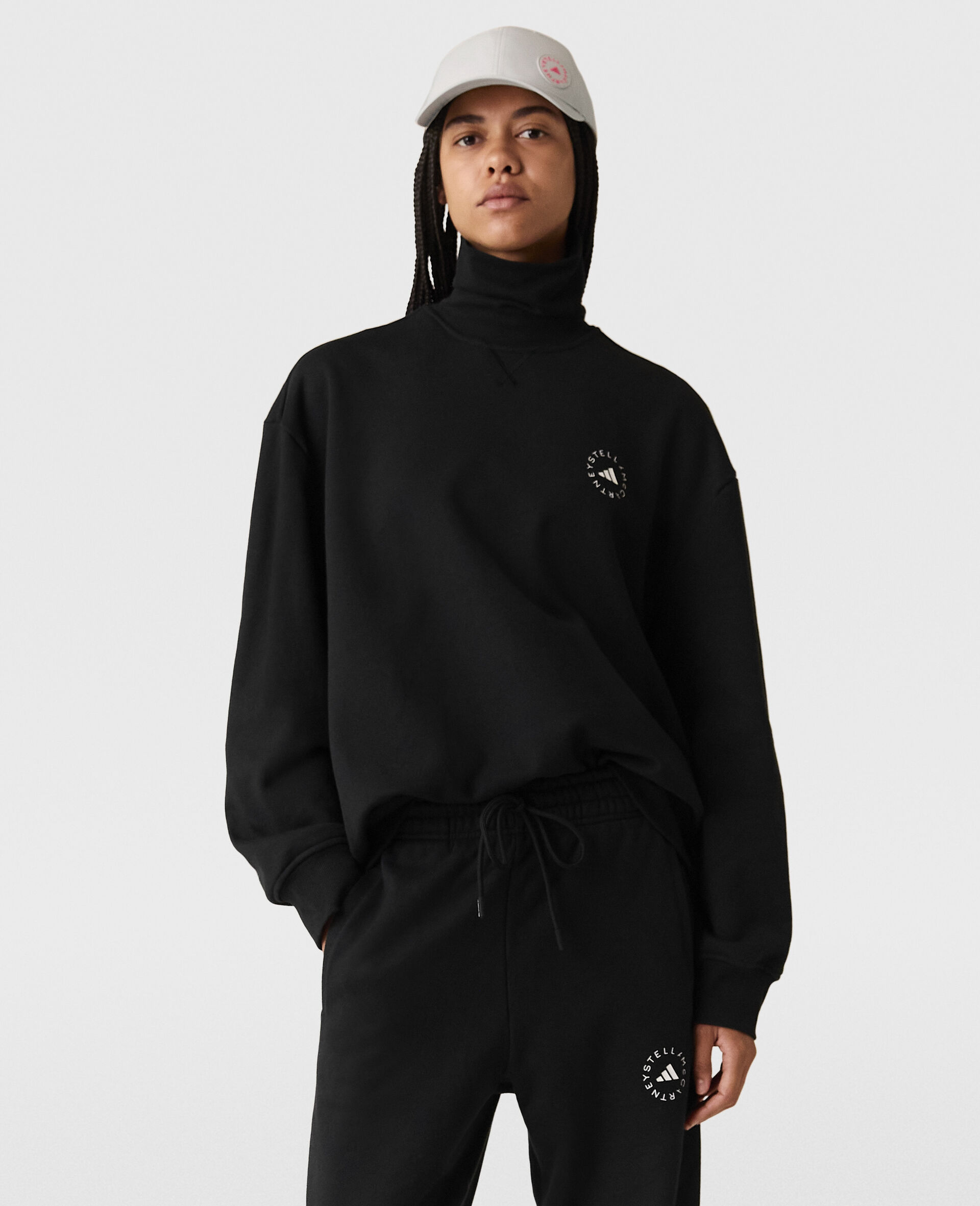 TrueCasuals  High-Neck Sweatshirt-Black-model