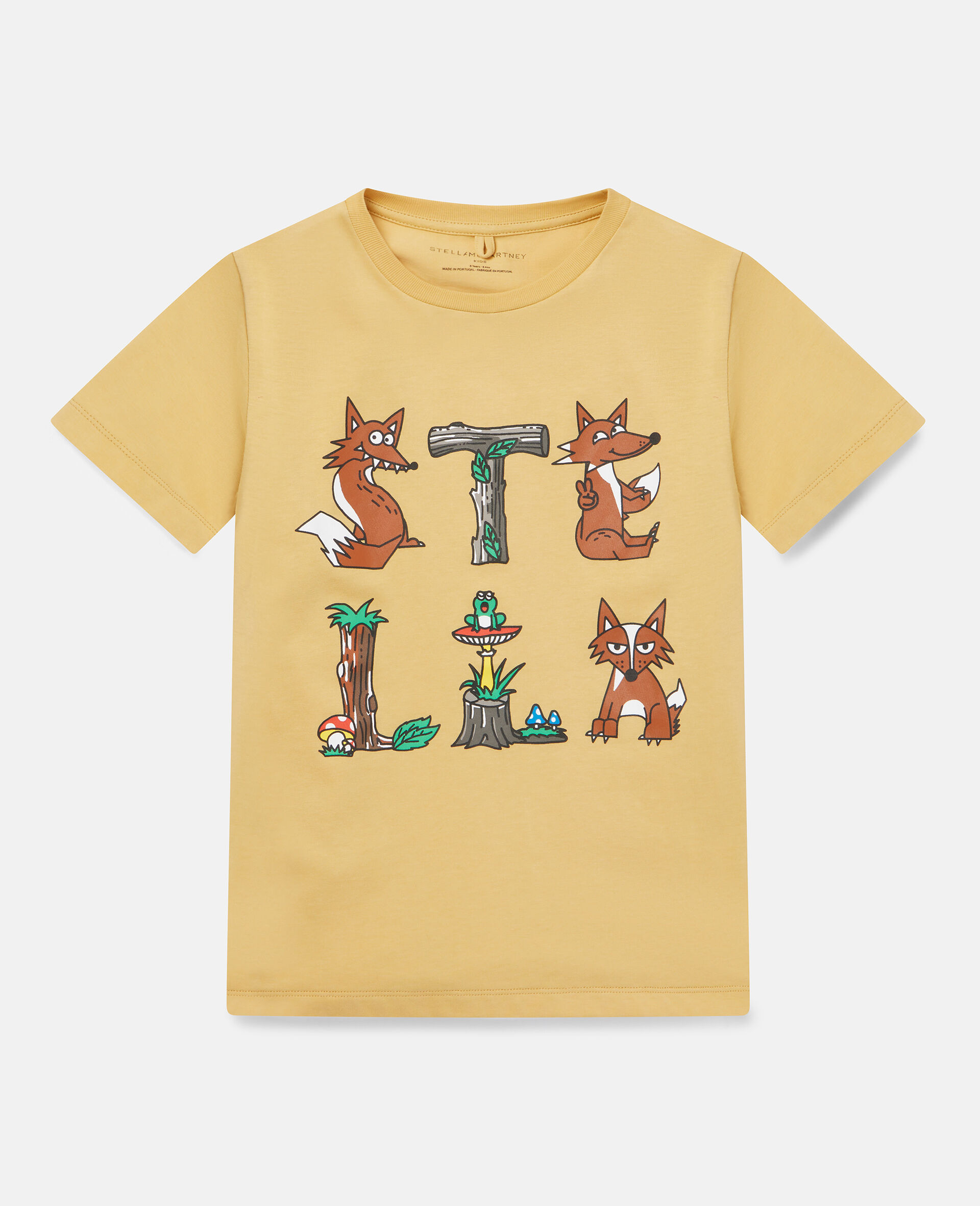 Fox Stella Print Cotton T‐Shirt-Yellow-large
