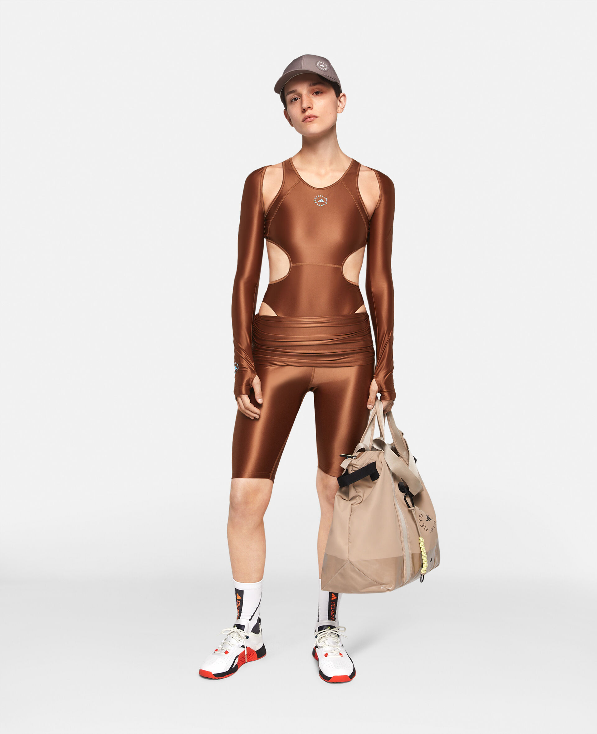 TruePurpose Cut-Out Training Leotard-Brown-large image number 1