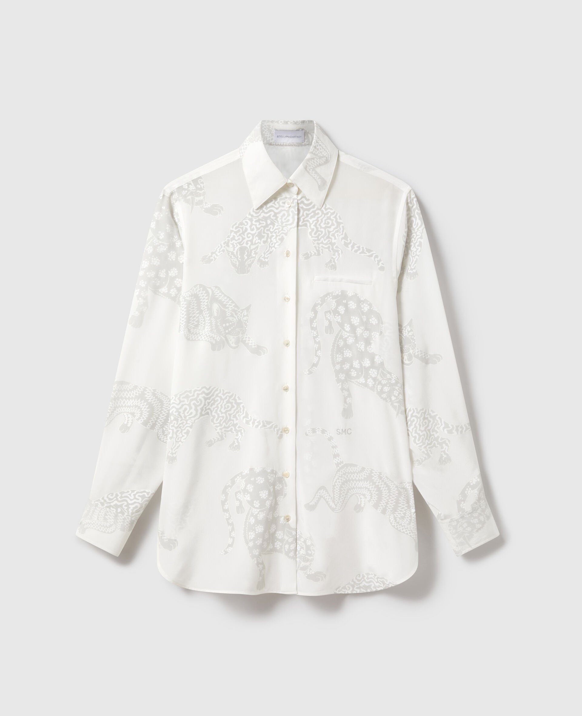 Leopard Pattern Oversized Shirt-Beige-medium