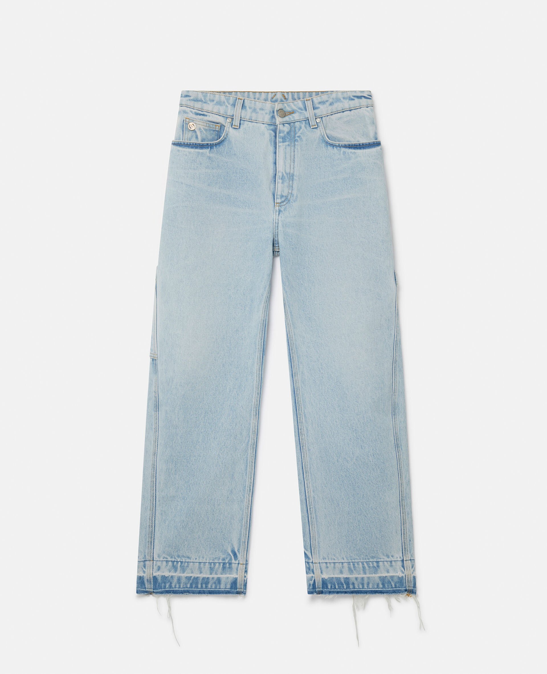Wide-Leg Mid-Rise Denim Jeans-Blue-model