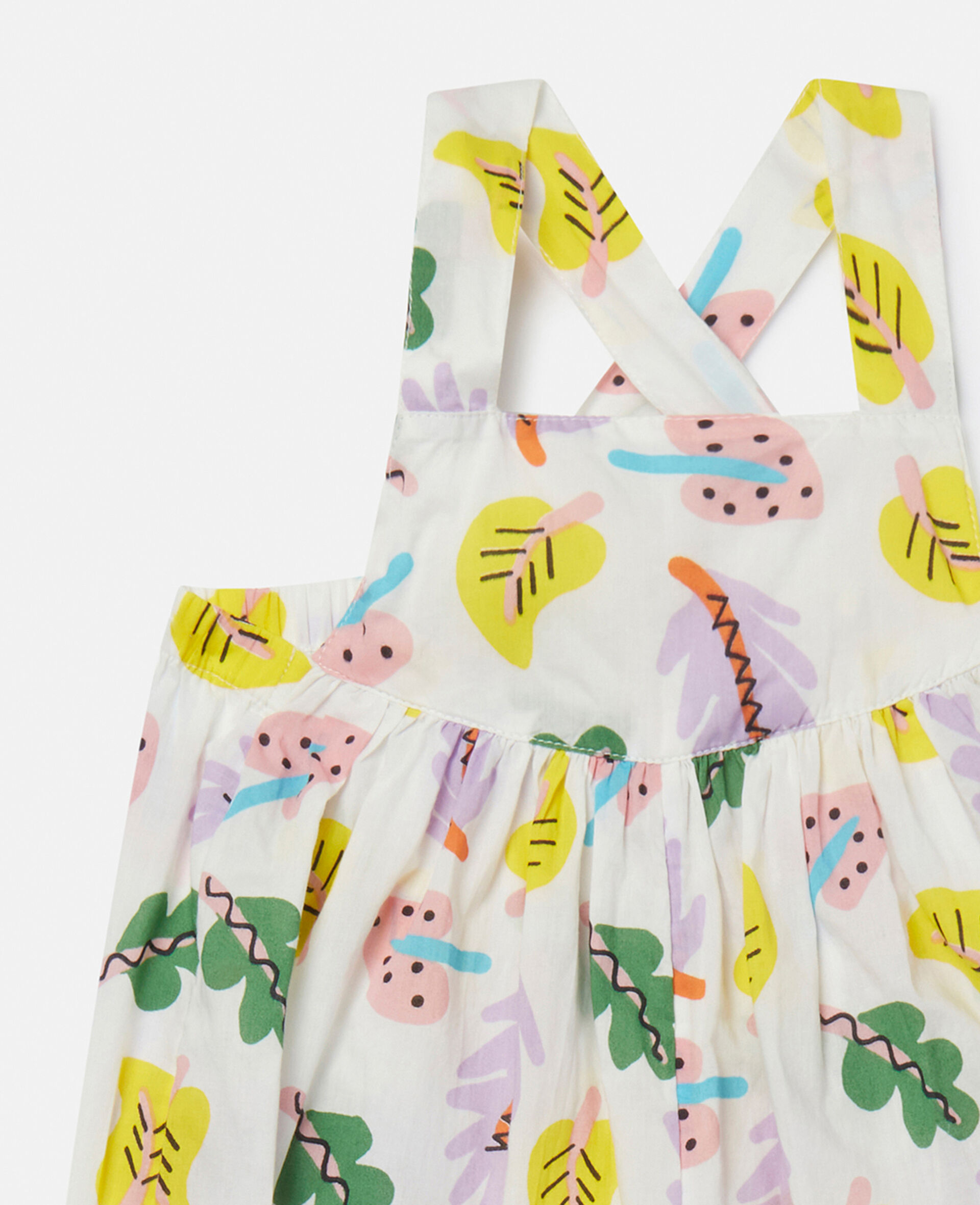 Baby Palm Leaf Print Jumpsuit-White-large image number 1