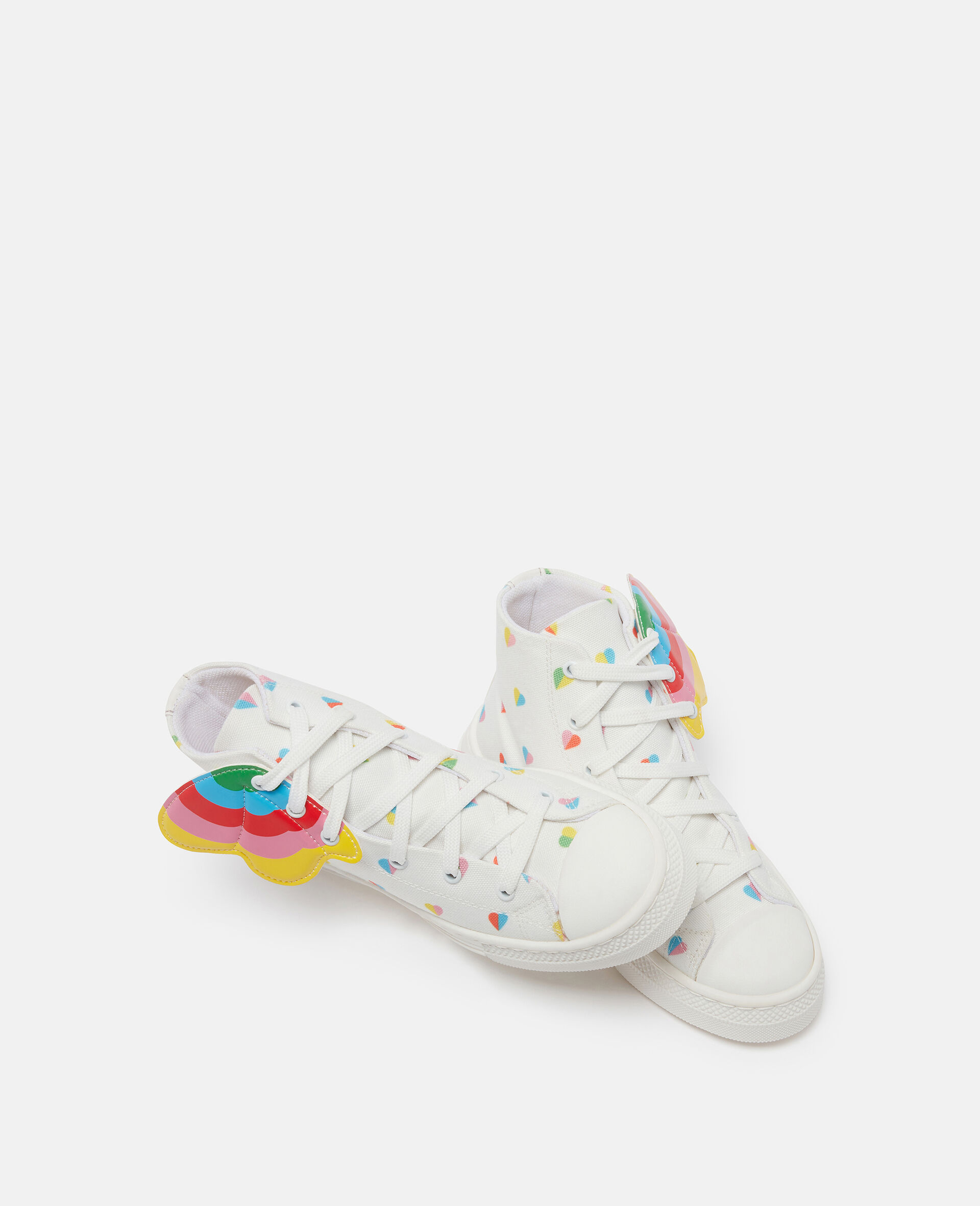 Heart Print High-Top Trainers with Wings-White-large image number 3