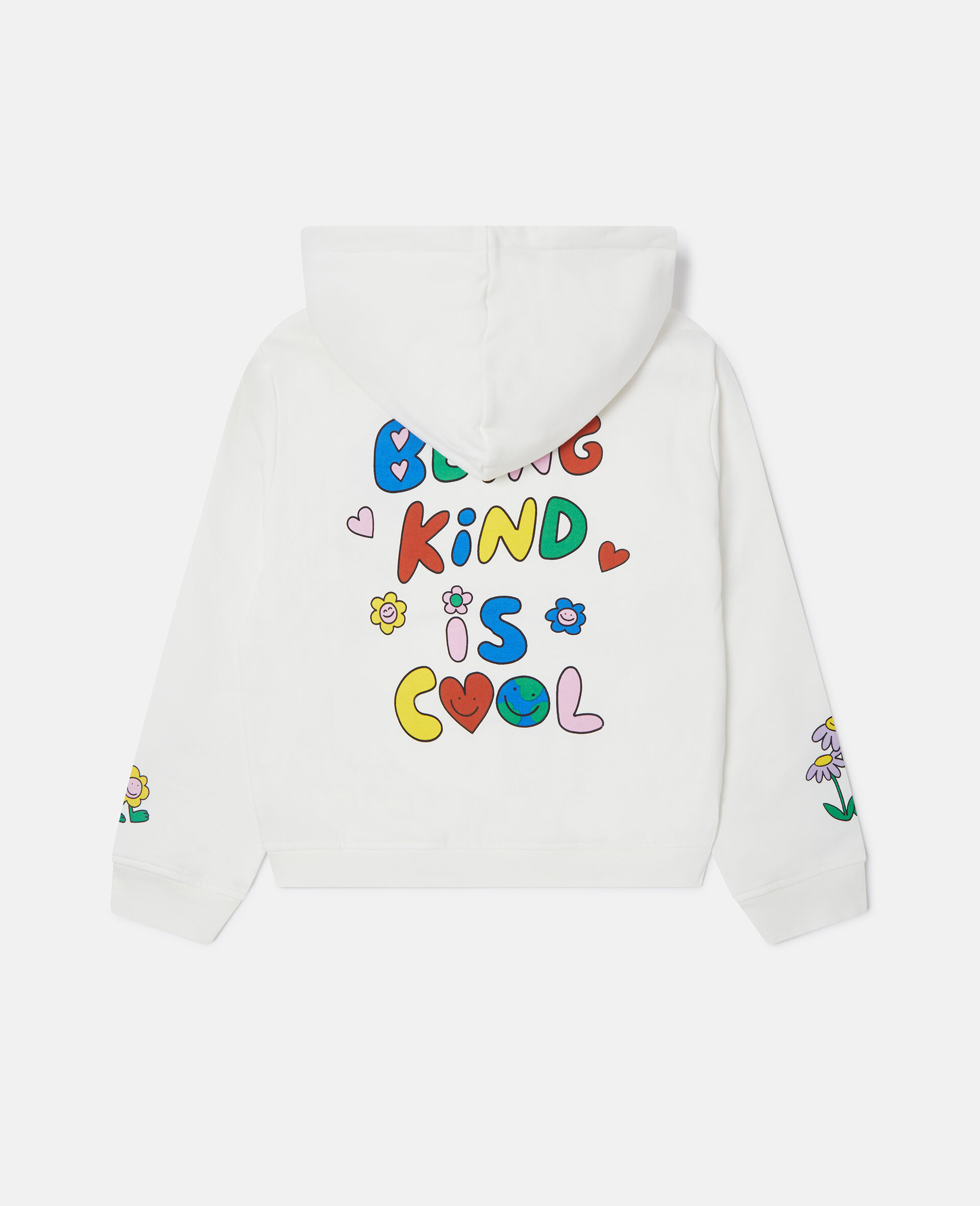 Flower Graphic Zip-Up Hoodie-White-large image number 2
