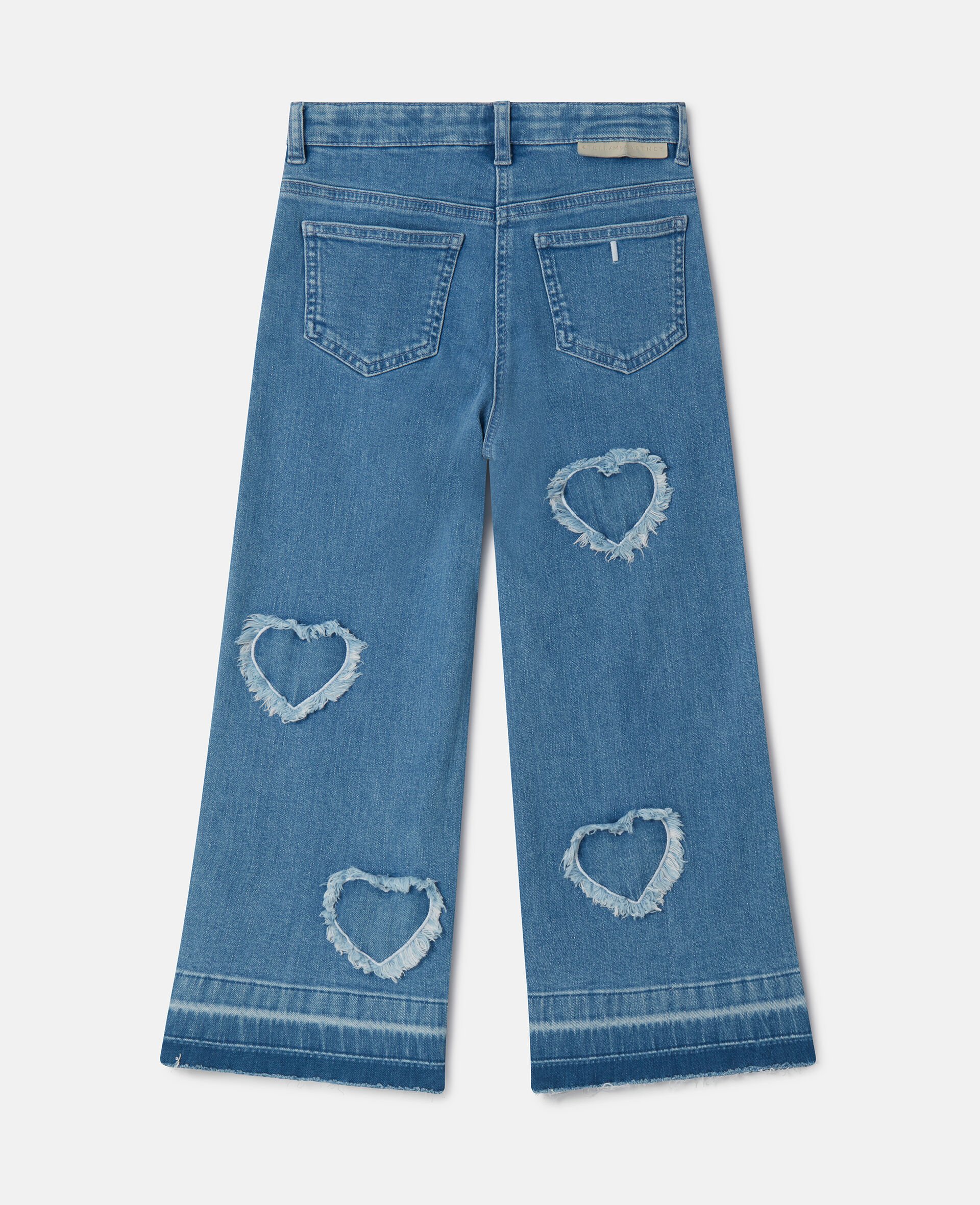 Jeans elasticizzati con toppa a cuore sfrangiata-Blu-large image number 2