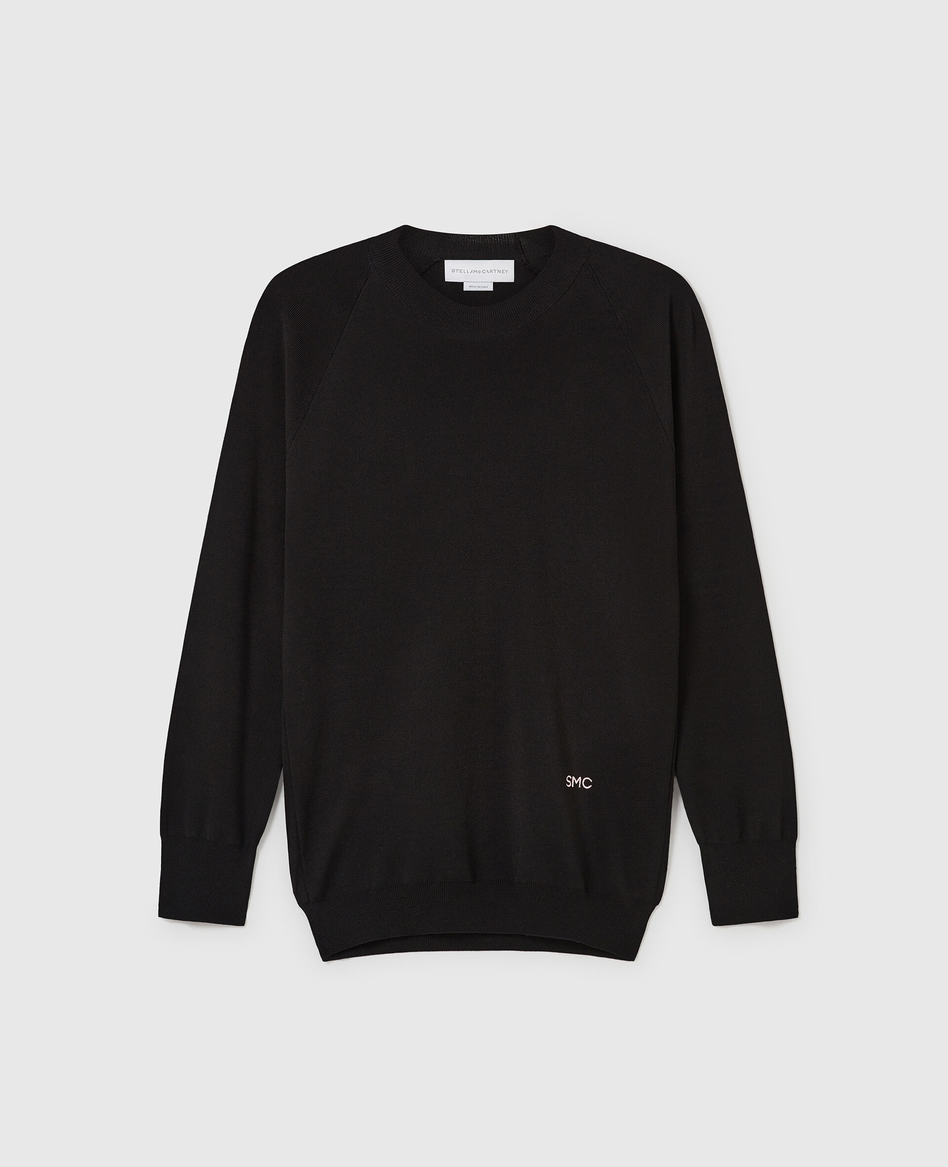 Long-Sleeve Compact Knit Top-Black-medium
