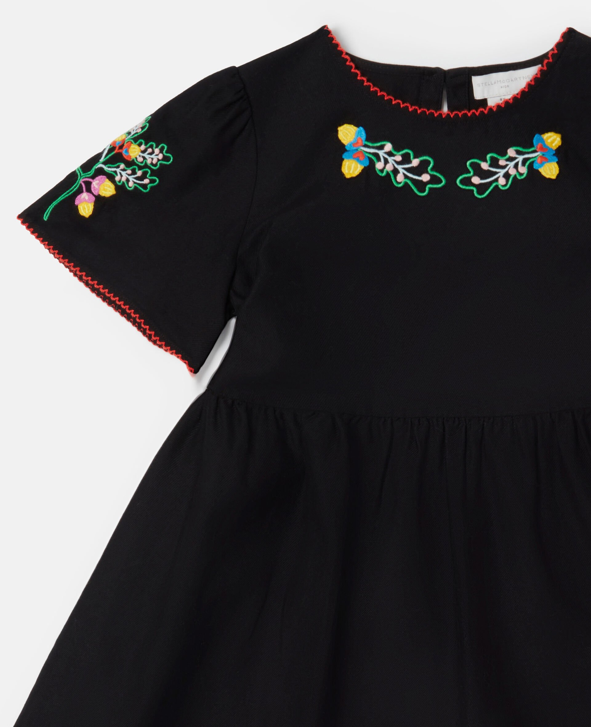Folk Flower Embroidery Dress-Black-large Folk Flower Embroidery Dress-Black-large image number 1
