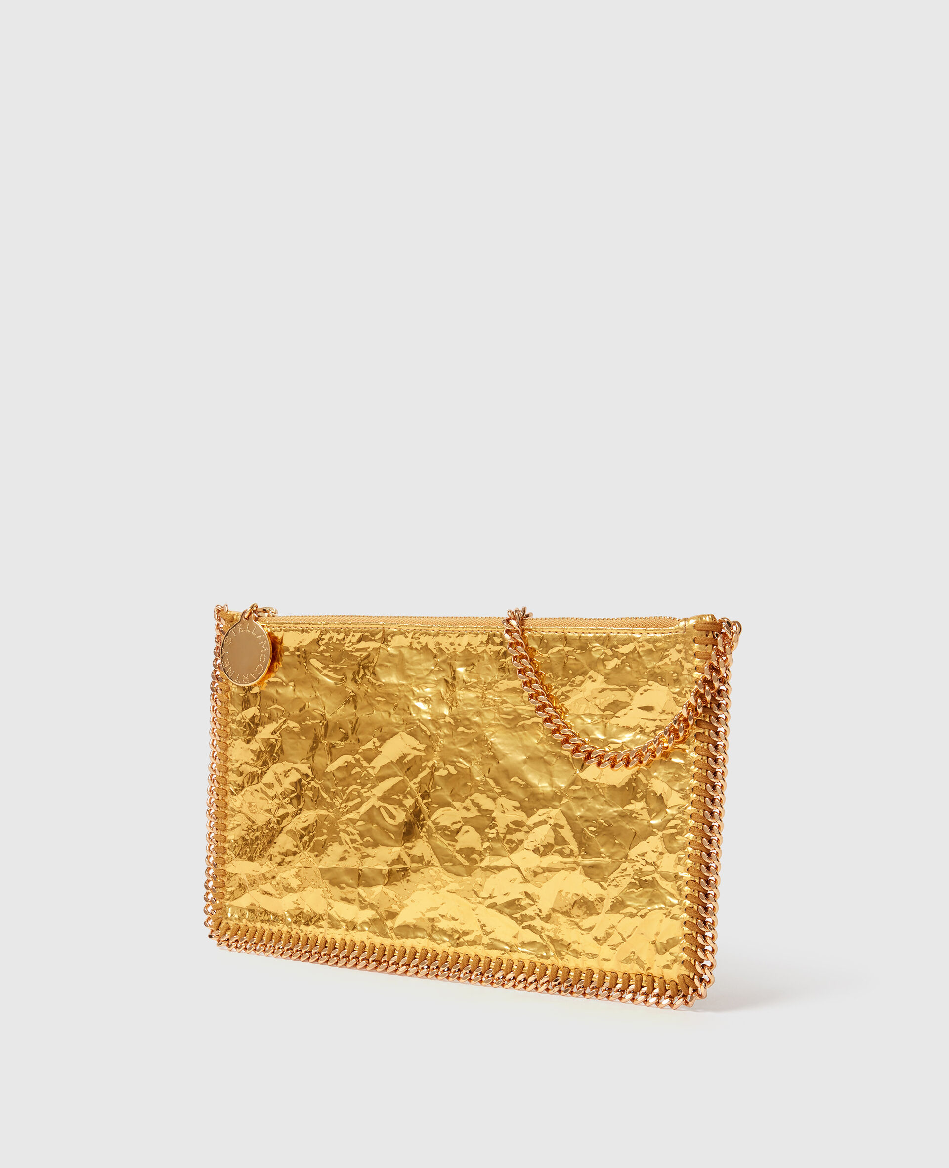 Crinkled Metallic Falabella Wallet Crossbody Bag-Gold-large image number 2