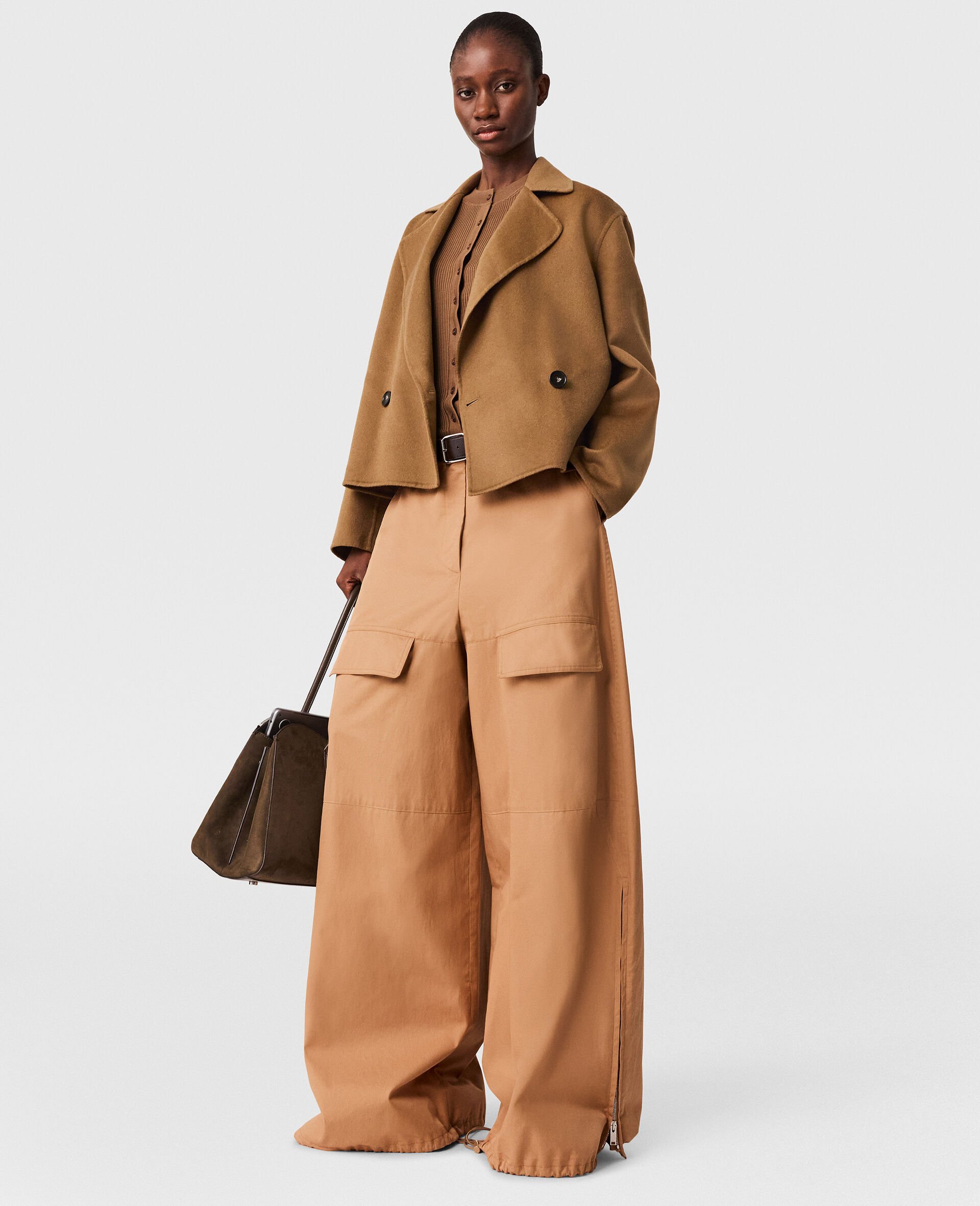 Wide-Leg Cargo Trousers-Brown-medium