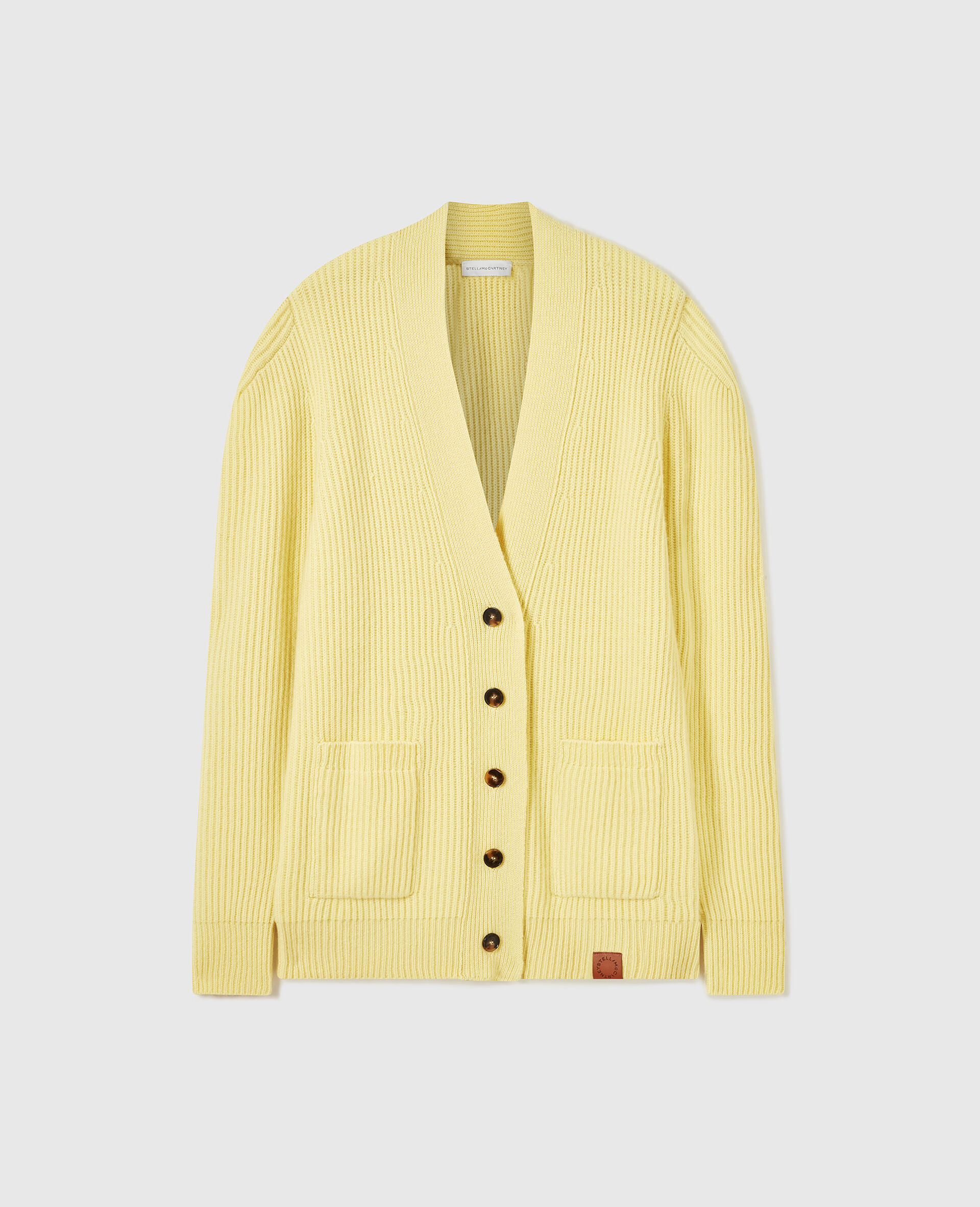 Cardigan en maille epaisse a col en V -Jaune-medium