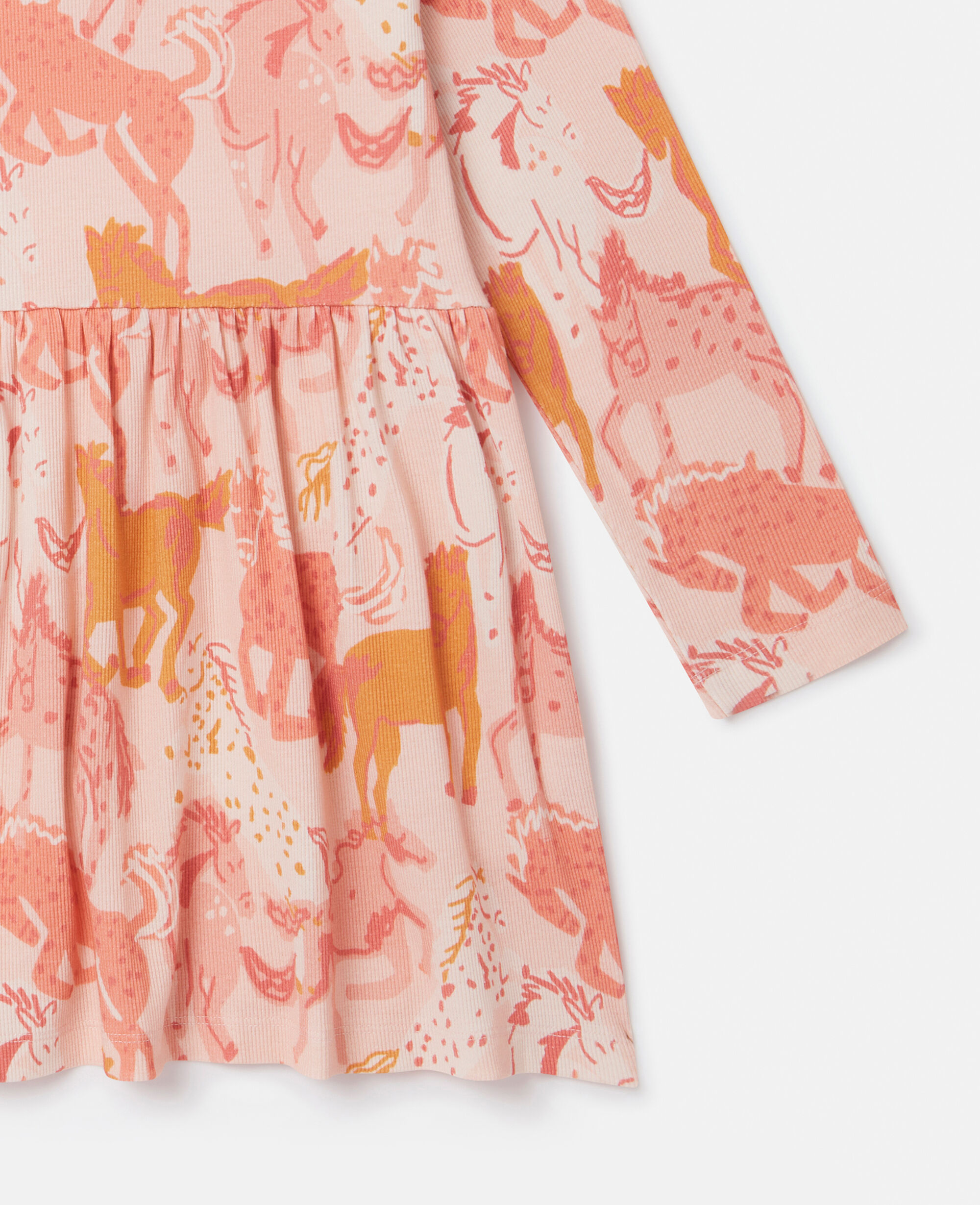 Women ピーチ ピンク ホースプリント ロングスリーブ ワンピース | Stella McCartney JP