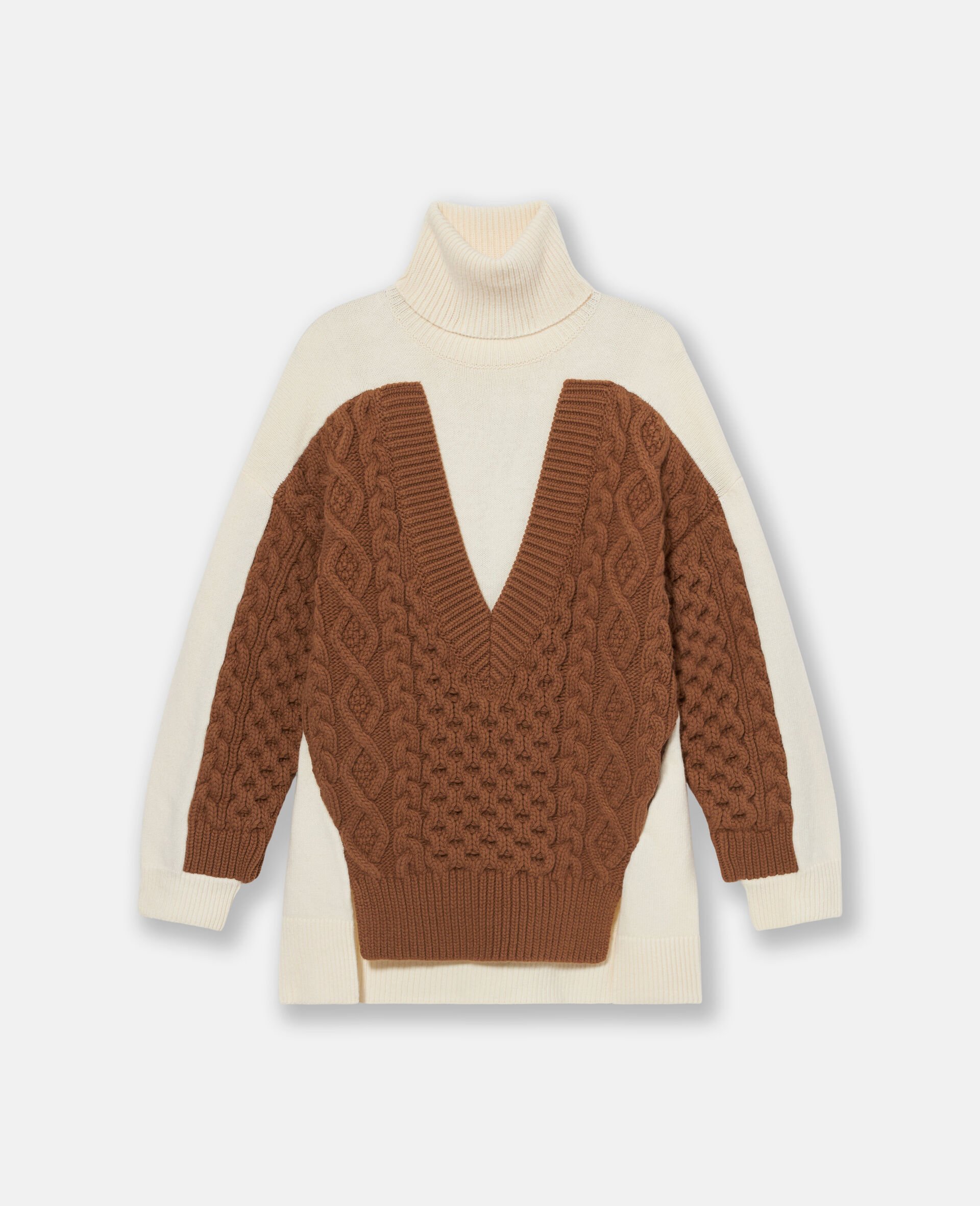 Rollkragenpullover mit Einsatz-Brown-large image number 0