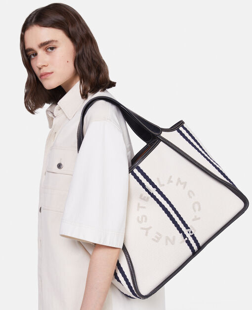 Women Ivory/Marine Logo Ryder Tote Bag | Stella McCartney US