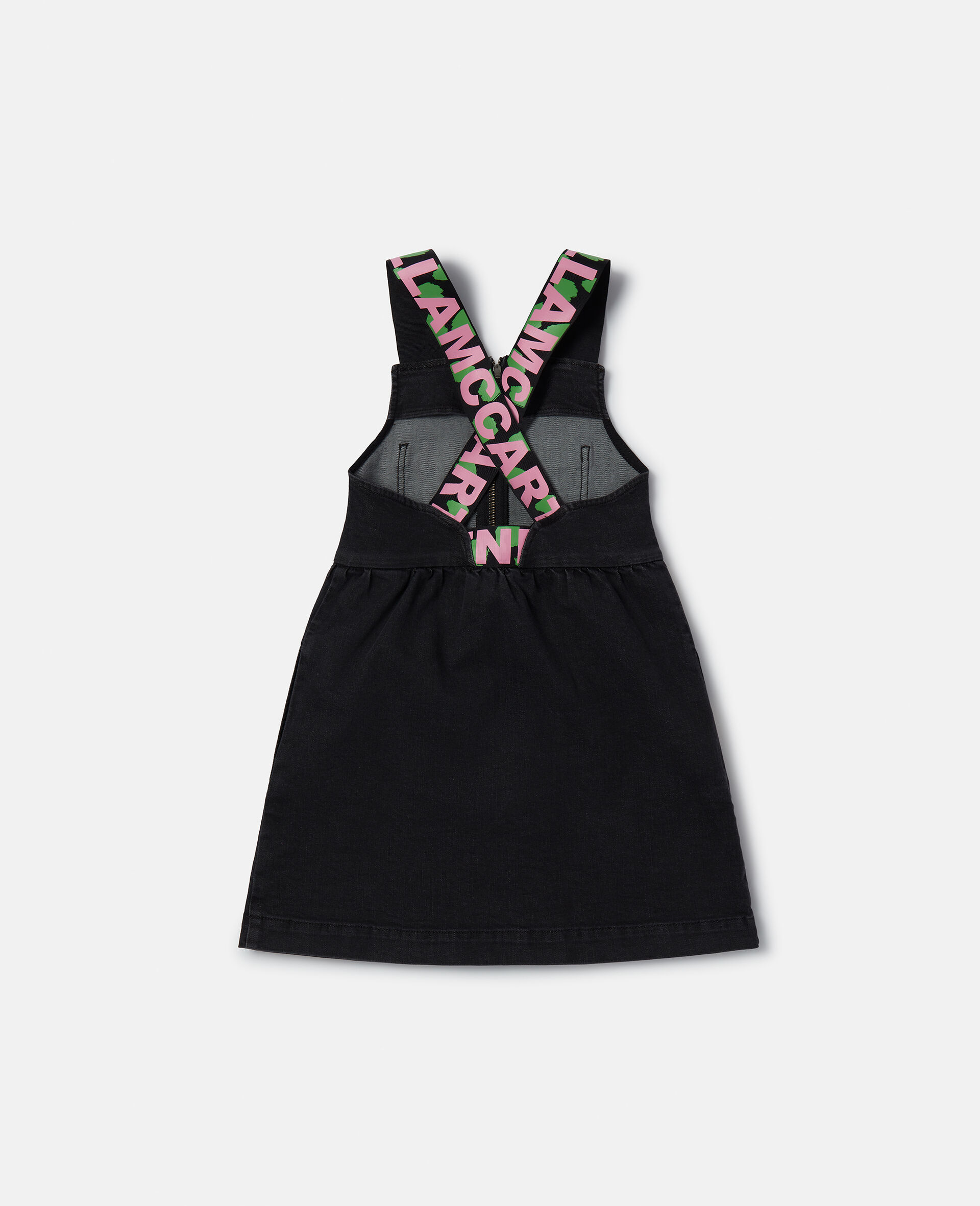 Stella Logo Tape Denim Dungaree Dress-Black-large image number 2