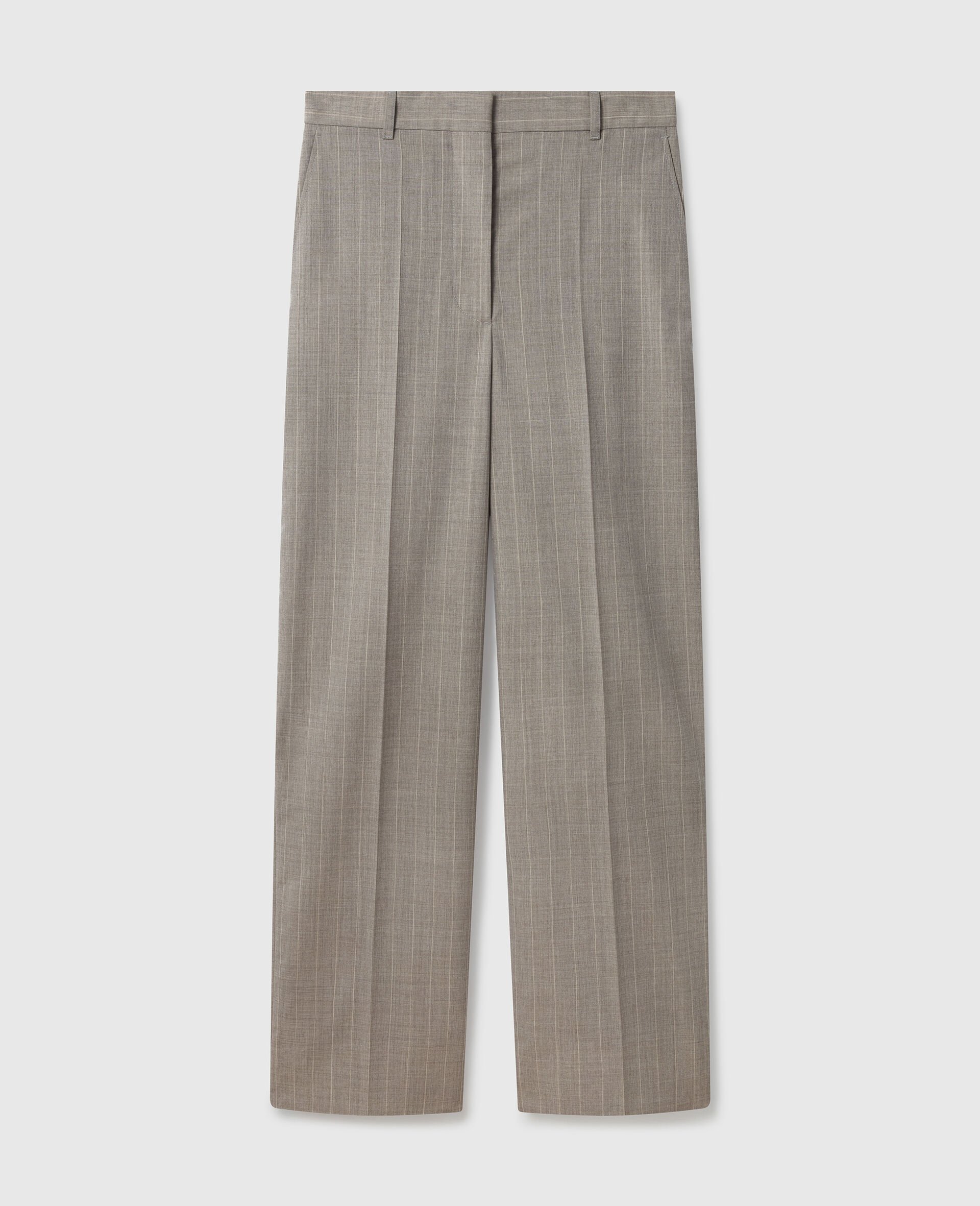 Tapered Slim-Leg Pinstripe Trousers-Grey-medium