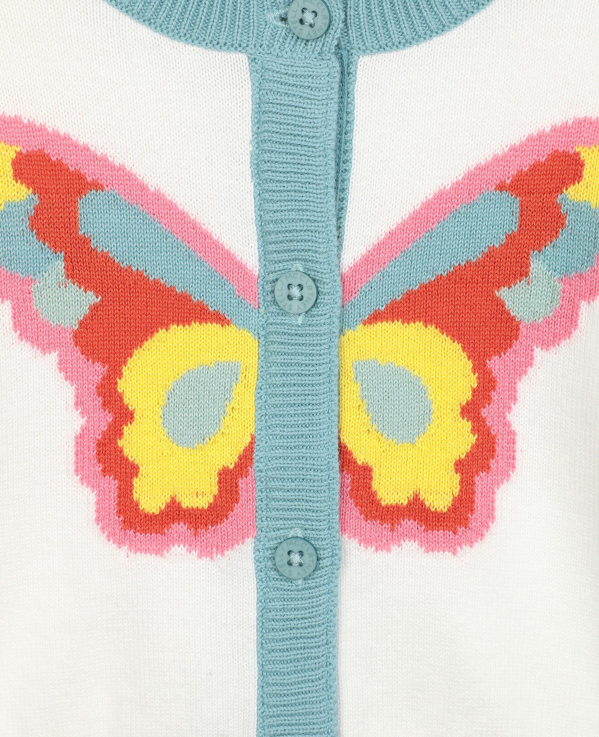 Jacke aus Strick mit Schmetterling-Intarsie -Weiß-large image number 1