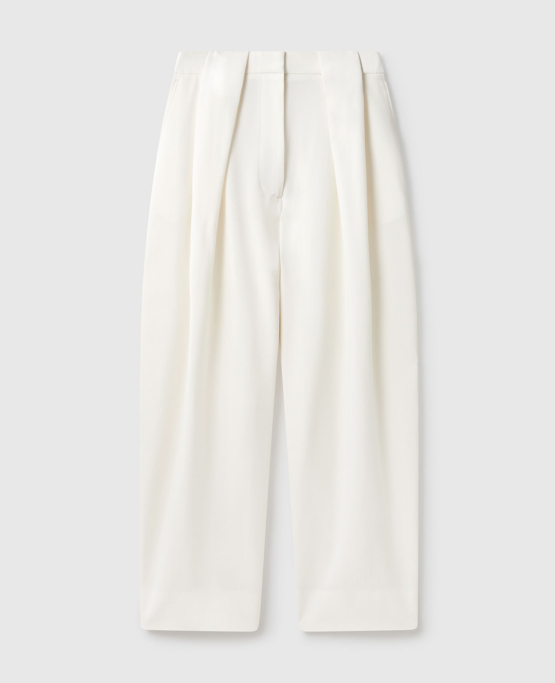 Slouchy Paneled Pleated Pants-White-medium