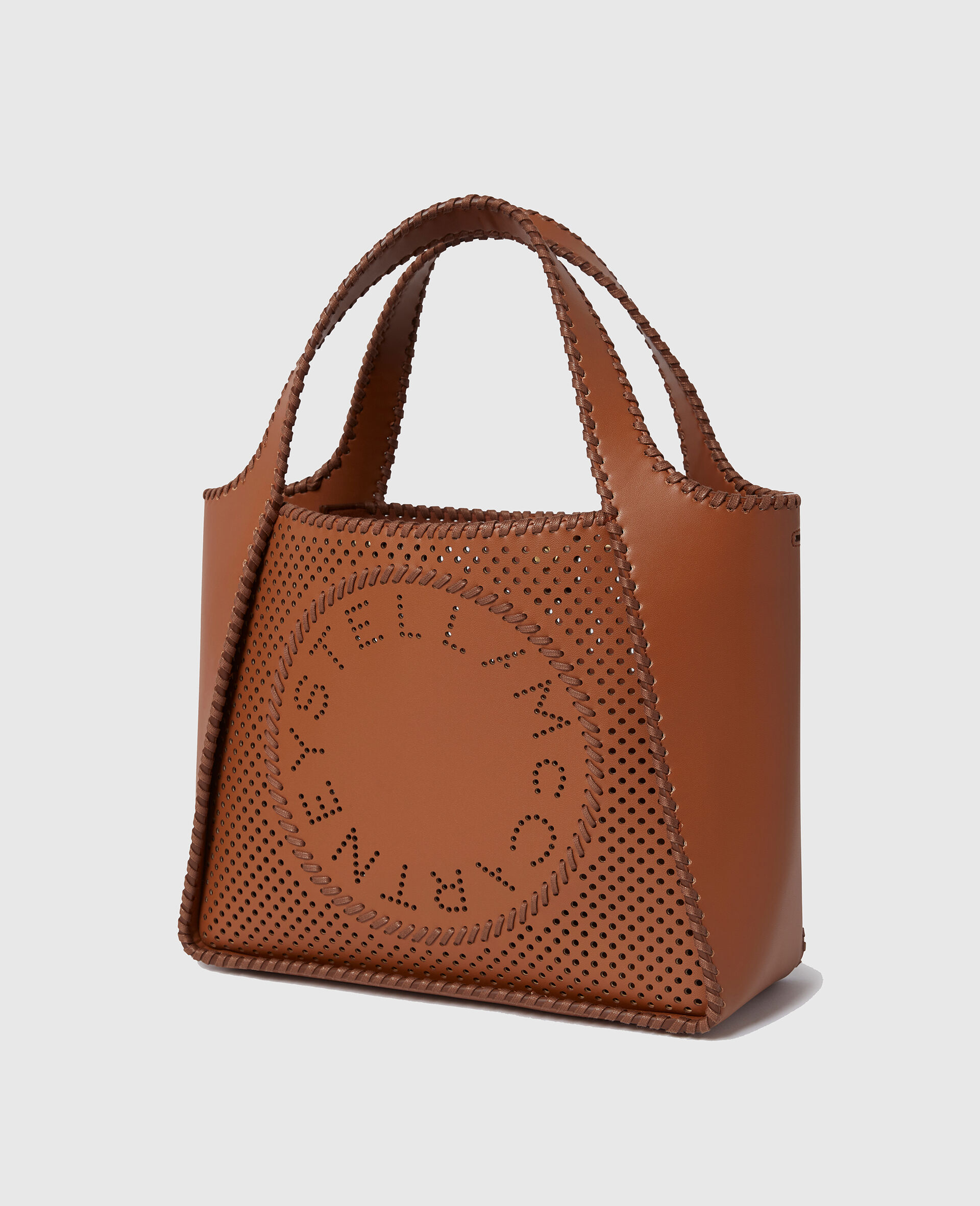 Tote a Tracolla con Logo-Marrone-medium