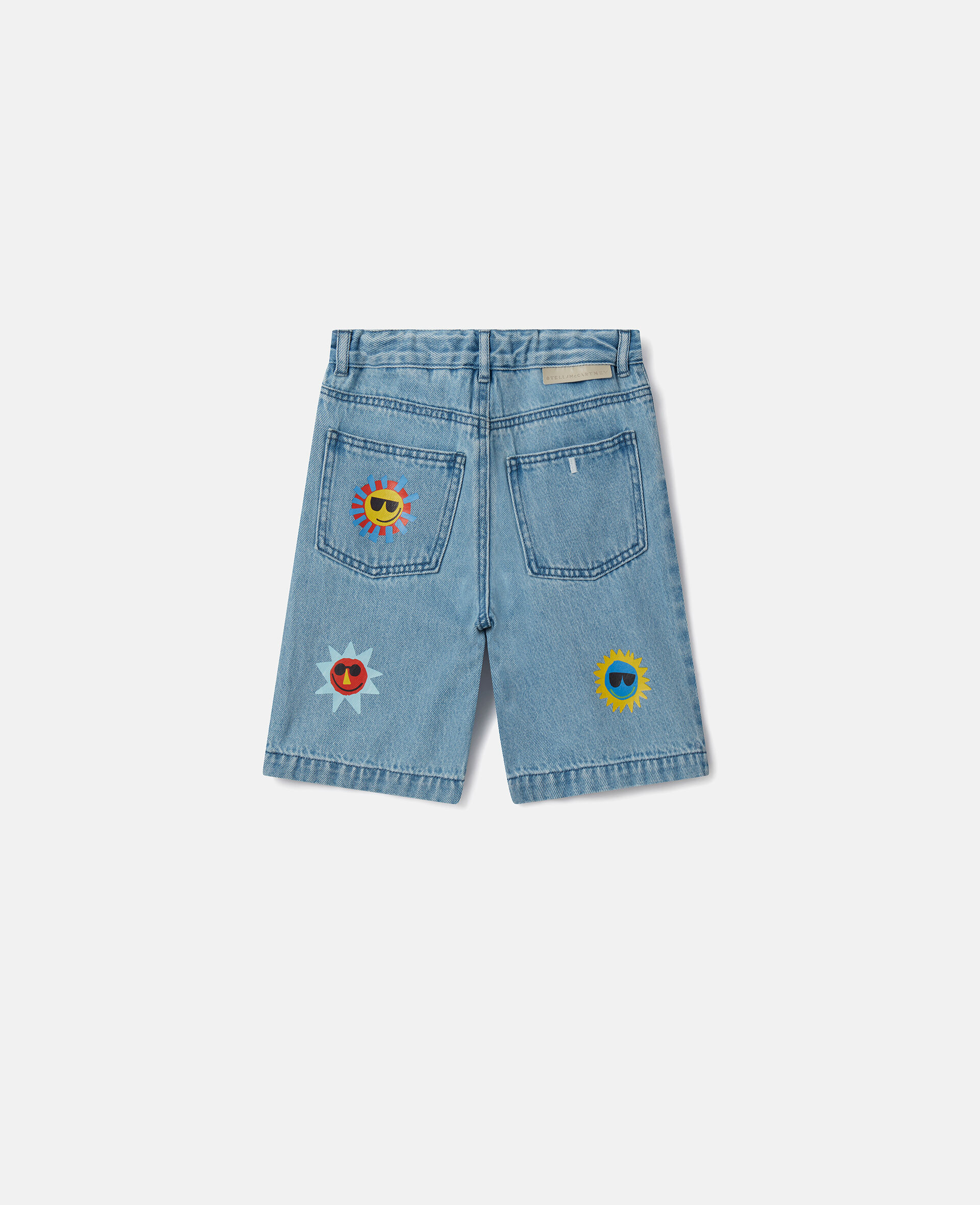 Sunshine Print Denim Shorts-Blue-large Sunshine Print Denim Shorts-Blue-large image number 3