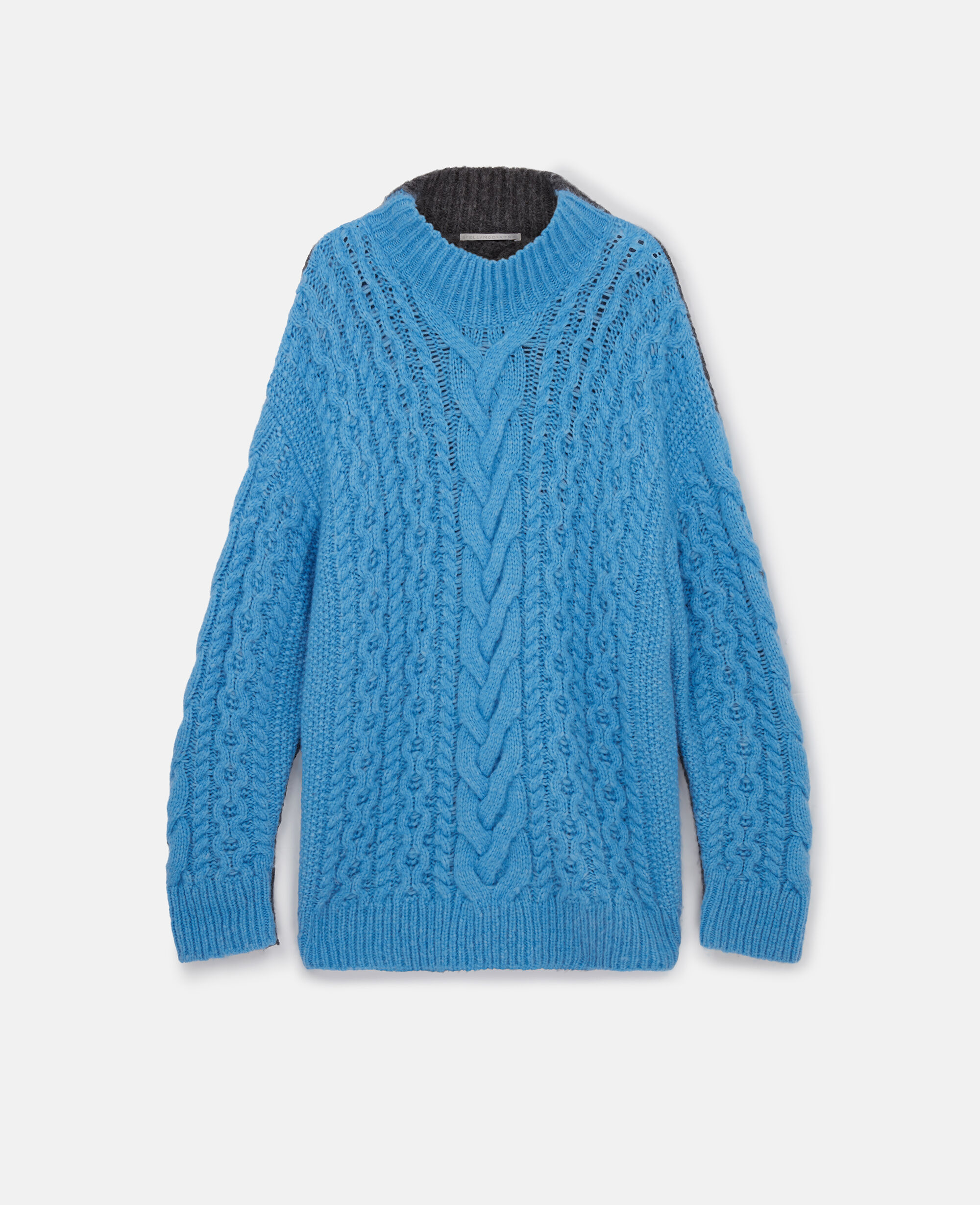 Women Blue and gray Two Tone Cable Knit Oversized Sweater Stella McCartney US
