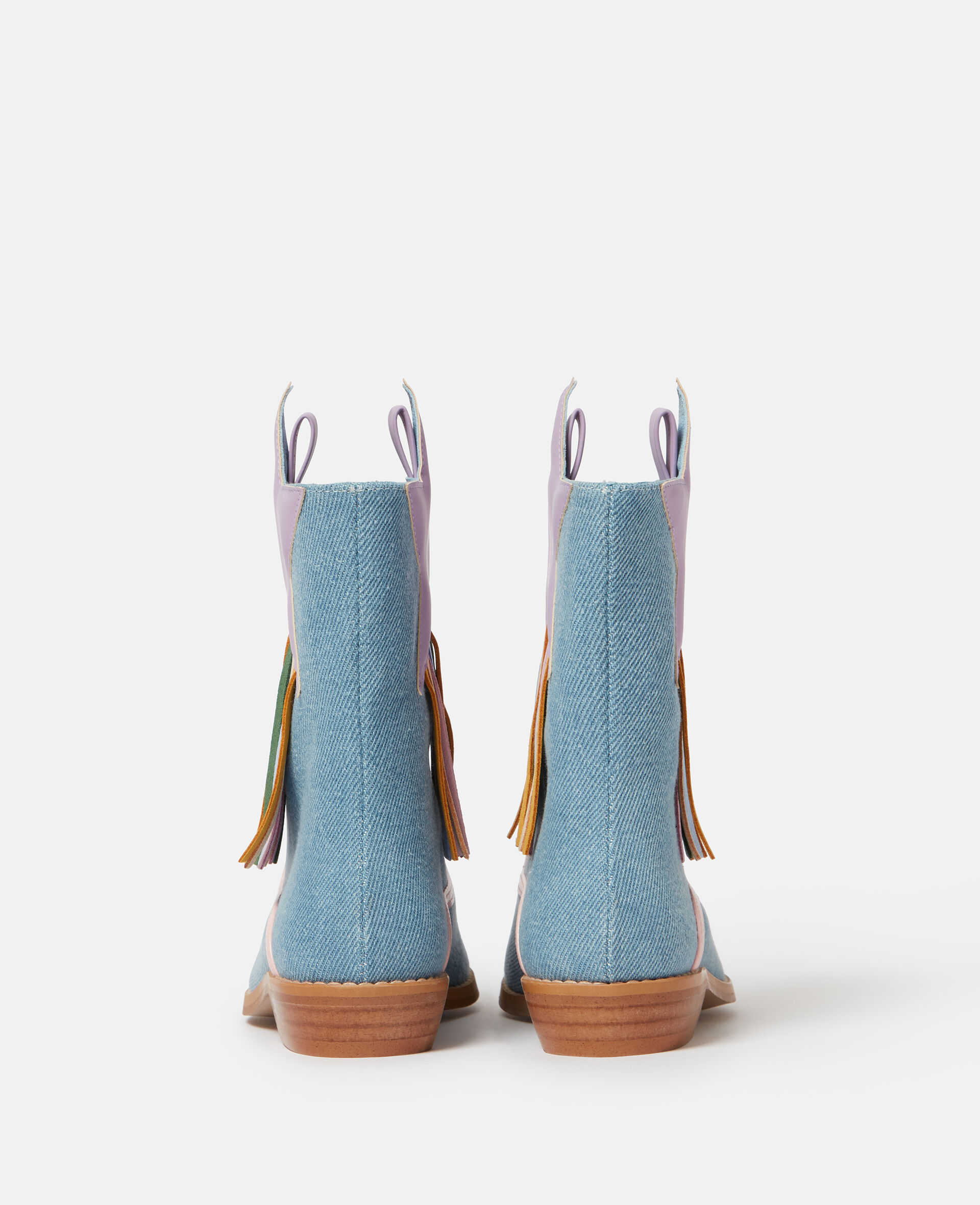 Star Detail Denim Western Boots-Blue-large image number 2