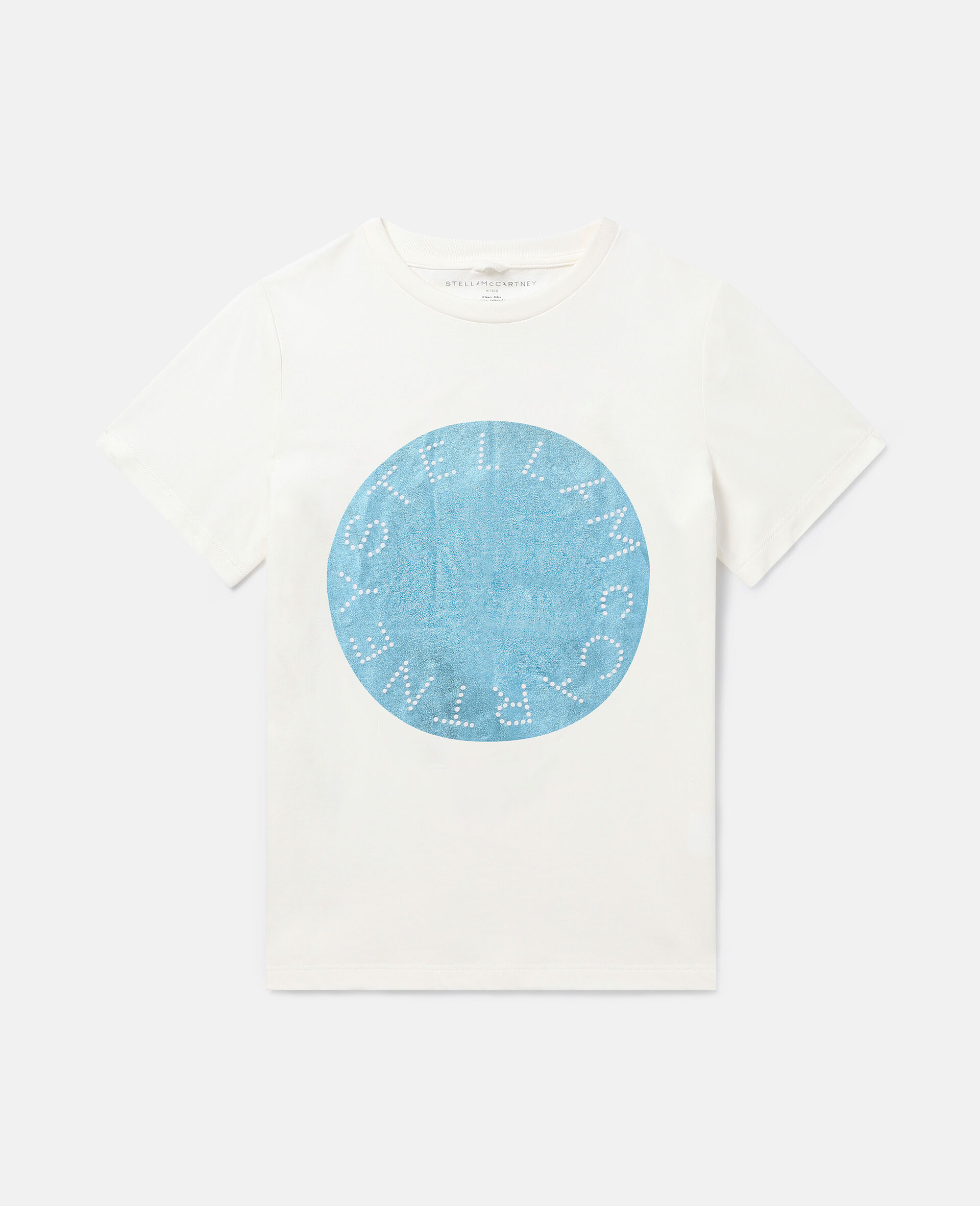 T-shirt con disco con logo metallico-Cream-medium