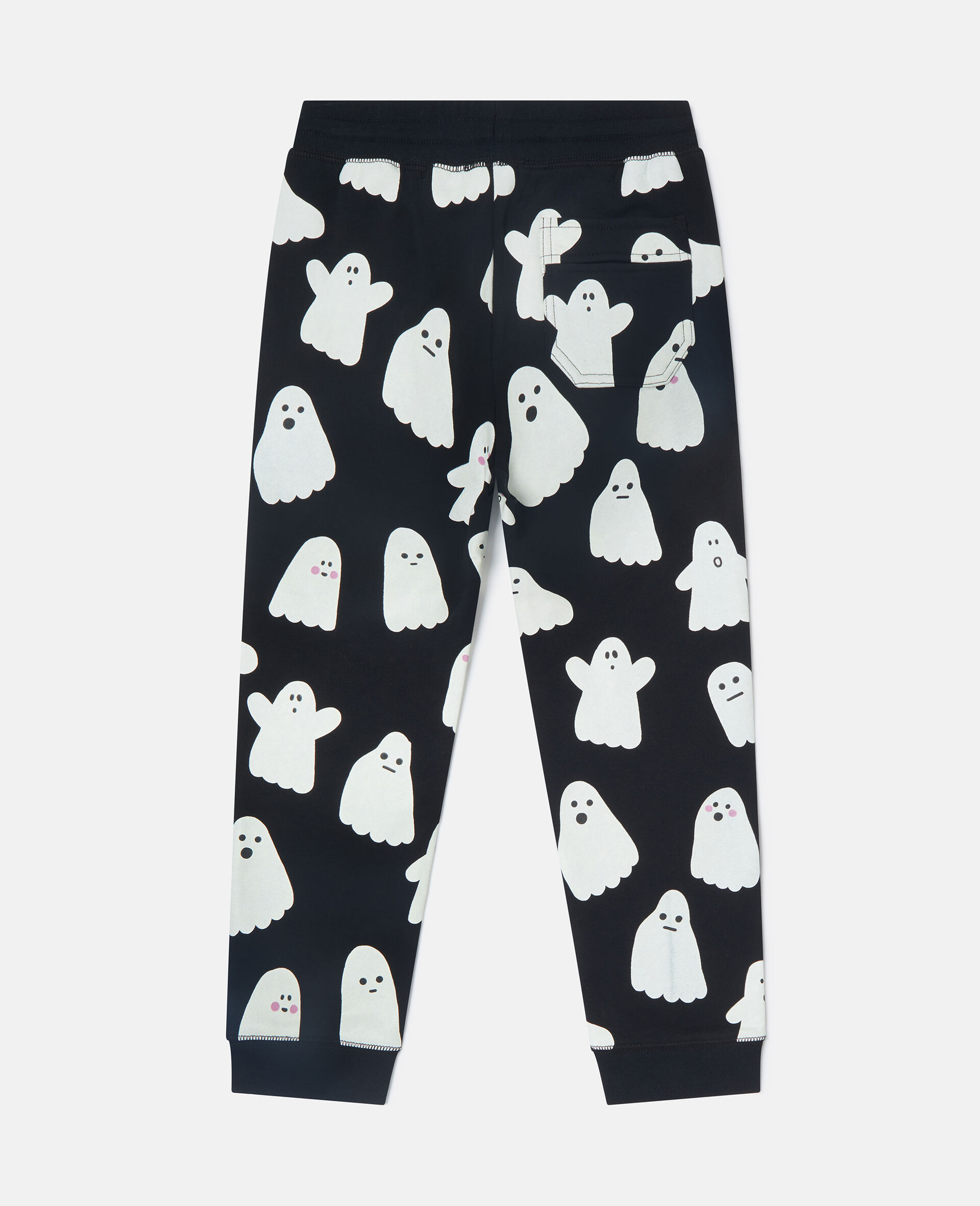 Ghost Print Drawstring Joggers-Black-large image number 2