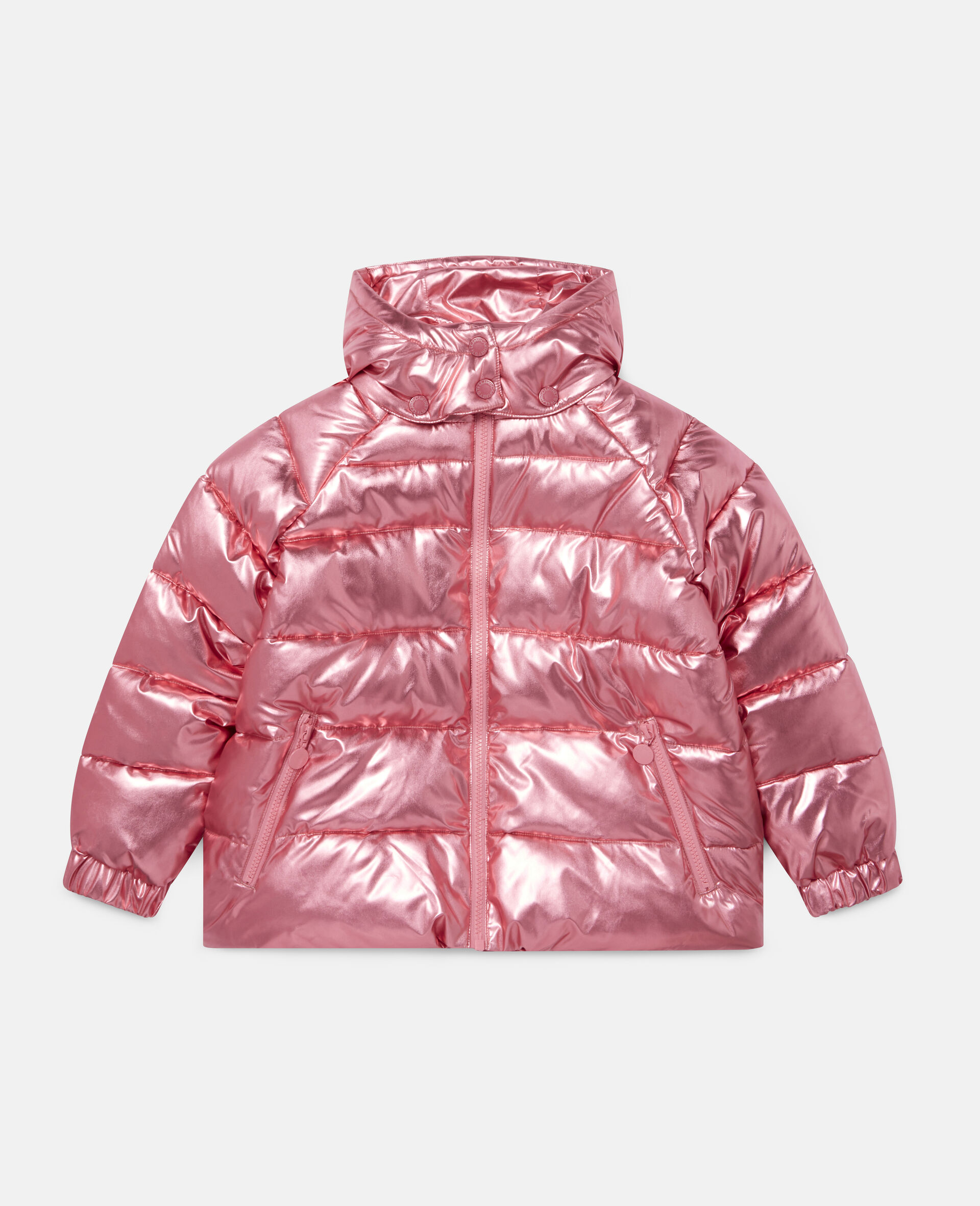 Kids Raspberry Foiled Hooded Puffer Jacket | Stella McCartney NL