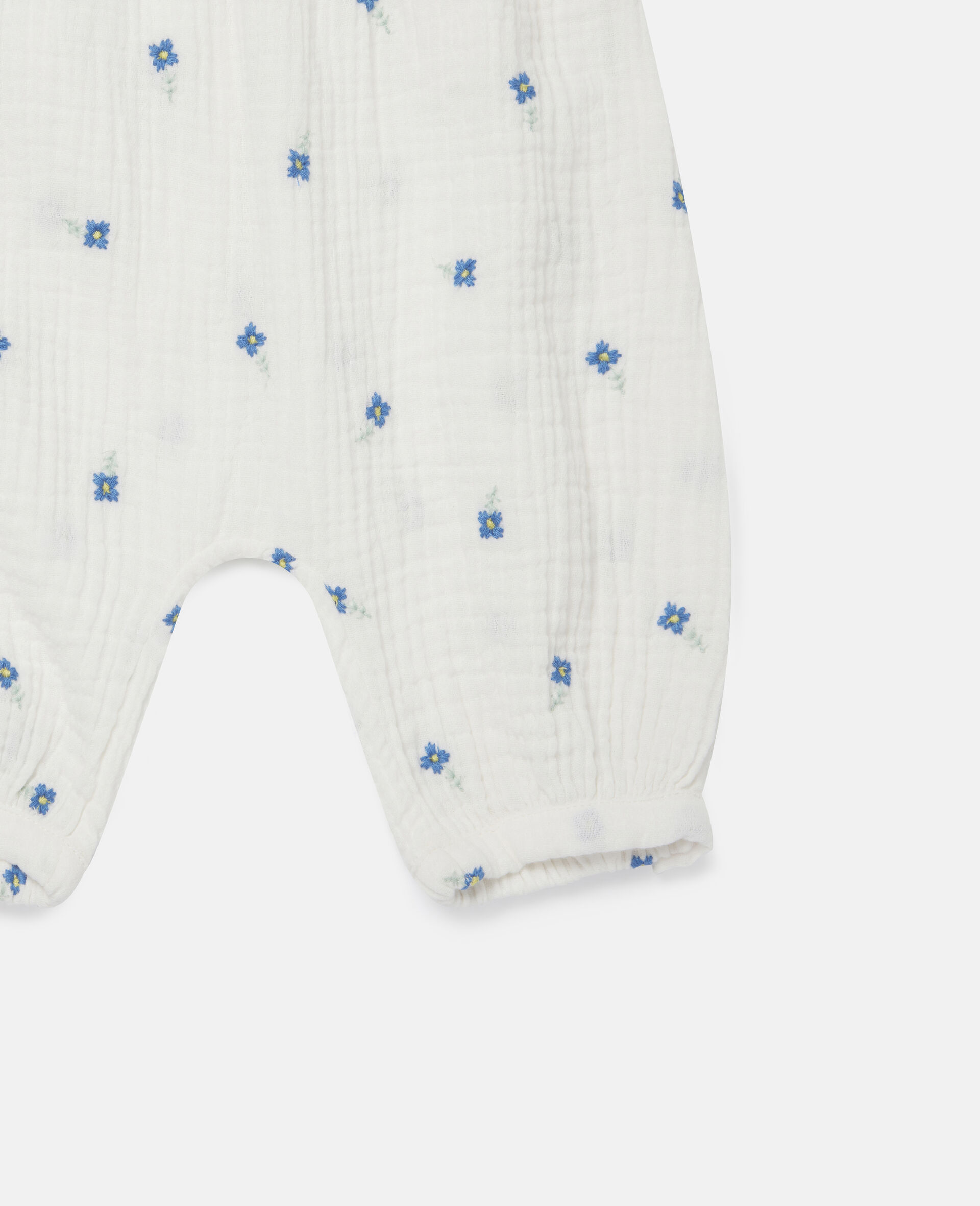 Pantalon en coton à fleurs brodées-Blanc-large image number 1