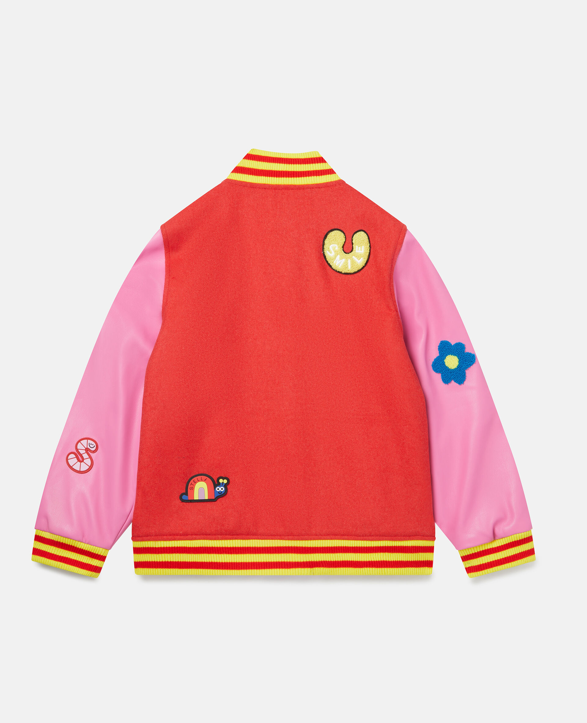 Embroidered Patch Varsity Jacket-Red-large image number 2