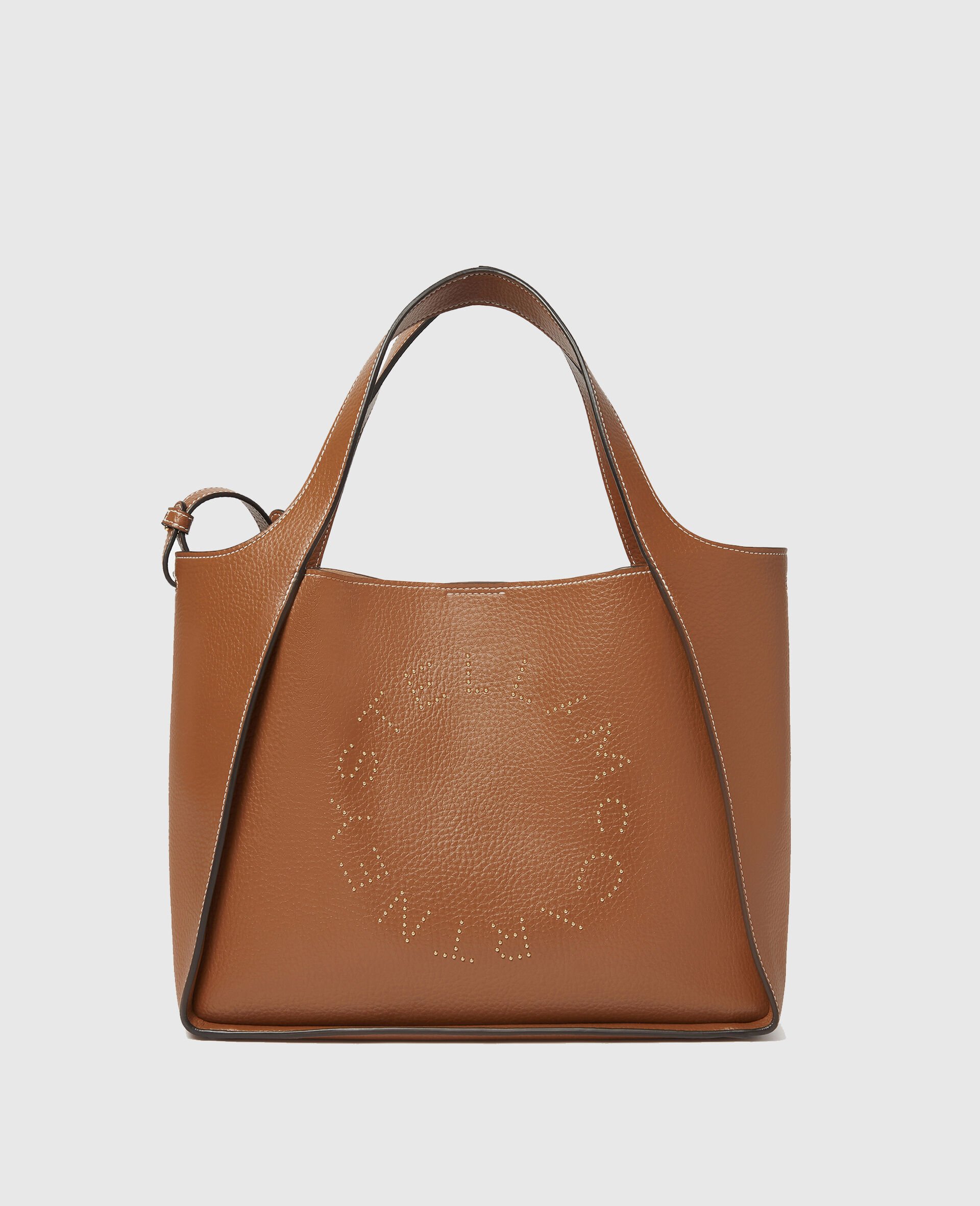 Logo Top Handle Crossbody Tote Bag-Brown-medium