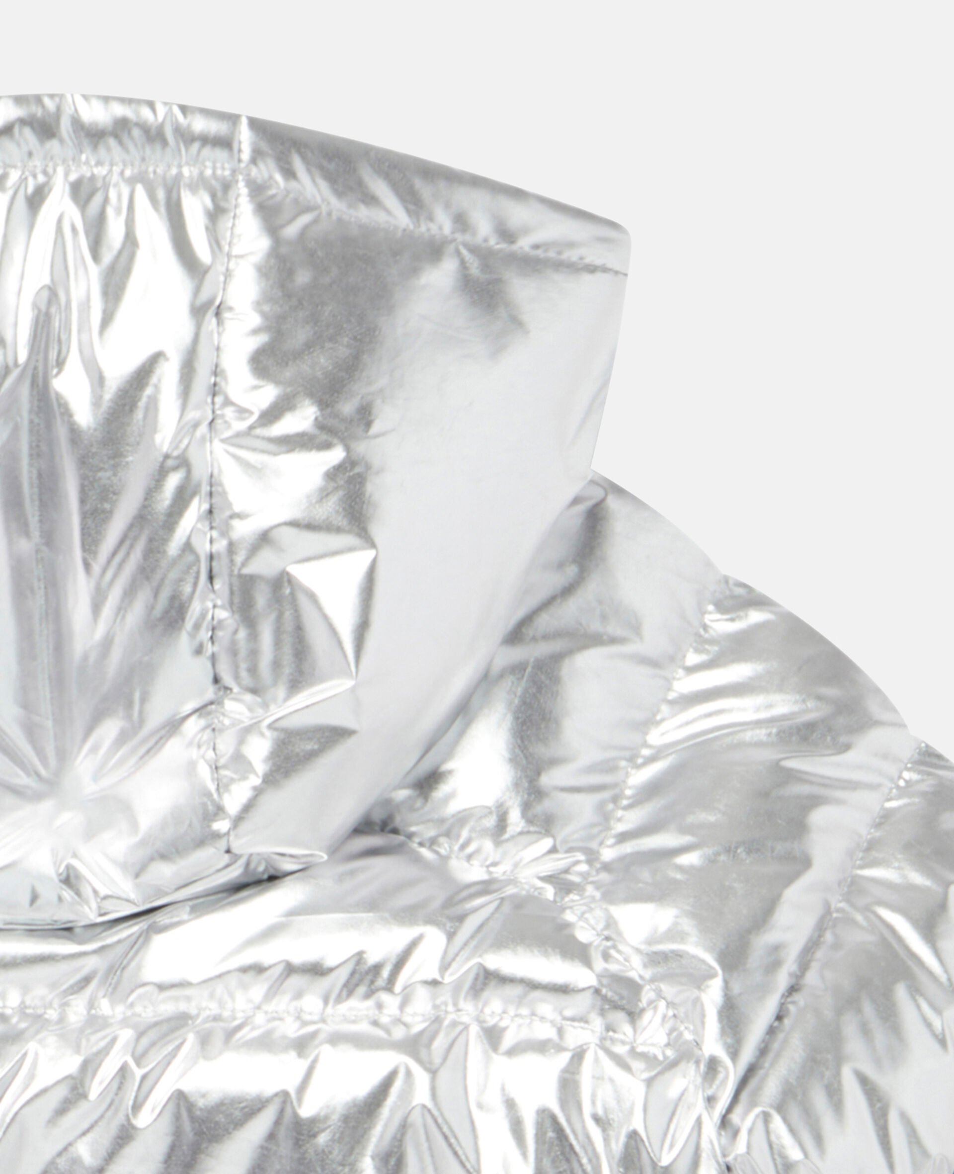 Metallic Silver Puffer Jacket-Grey-large image number 3