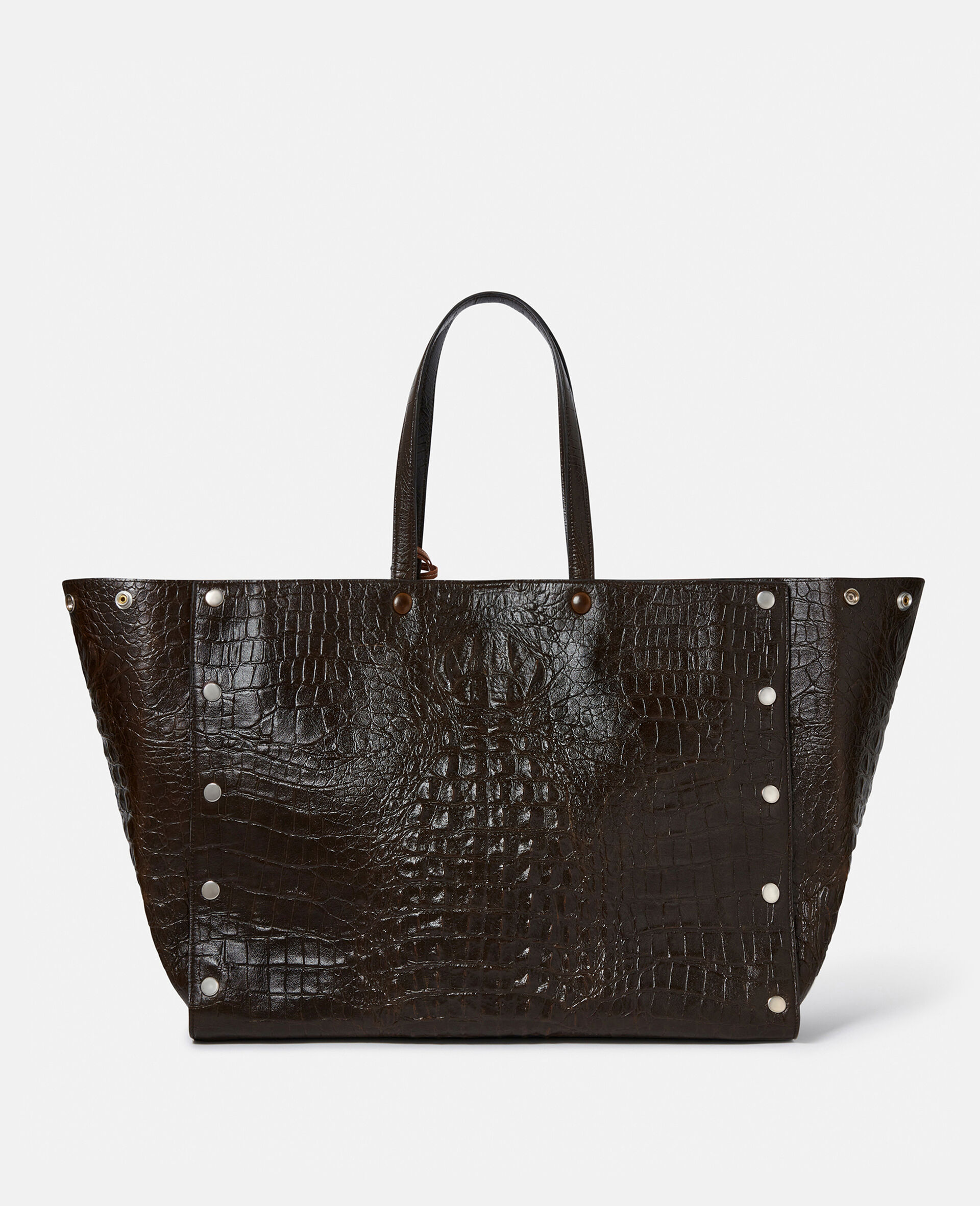 Stella Studs Large Croc-Embossed Tote Bag-Brown-large image number 4