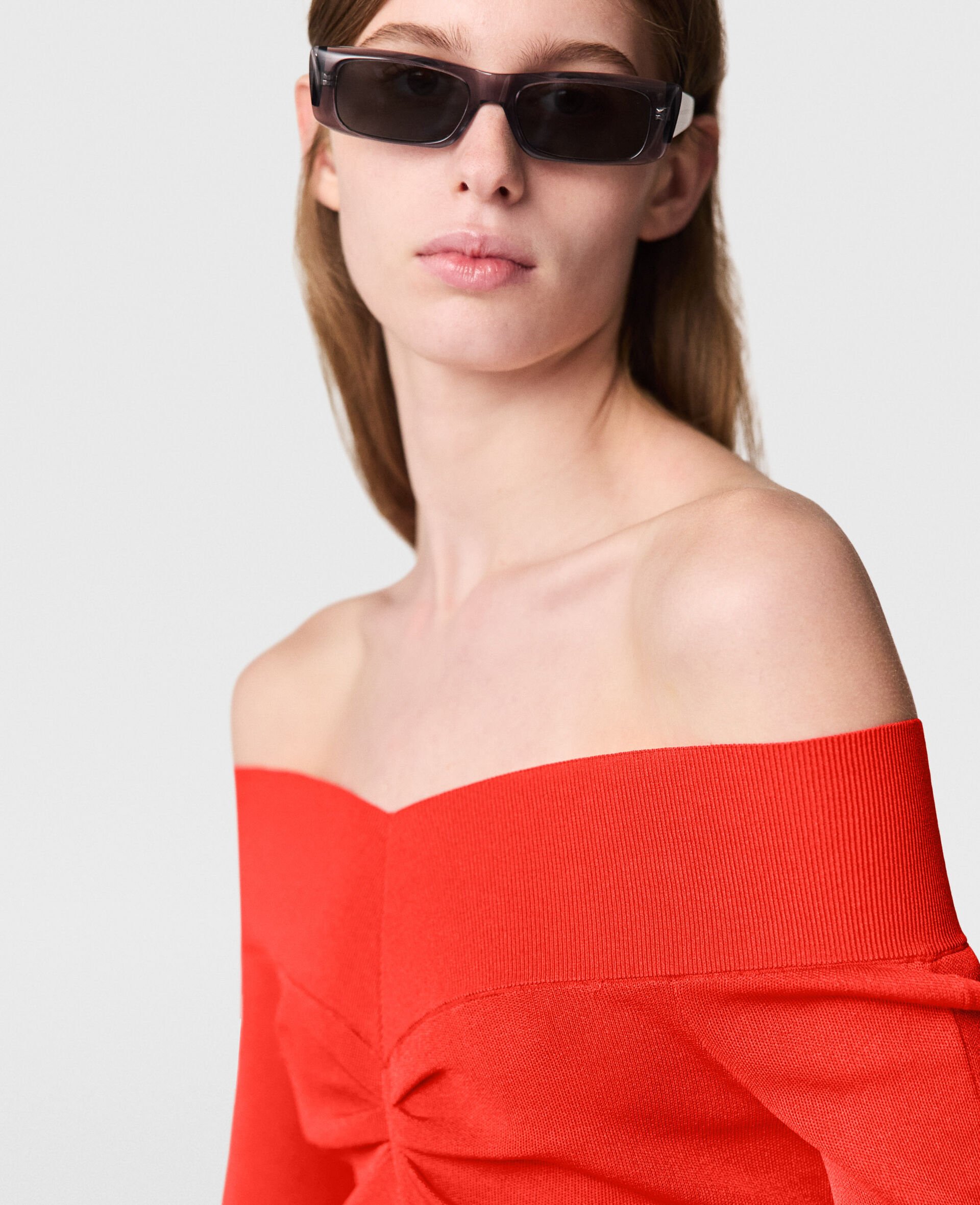 Sheer Long Sleeve Mesh Top-Red-large image number 3