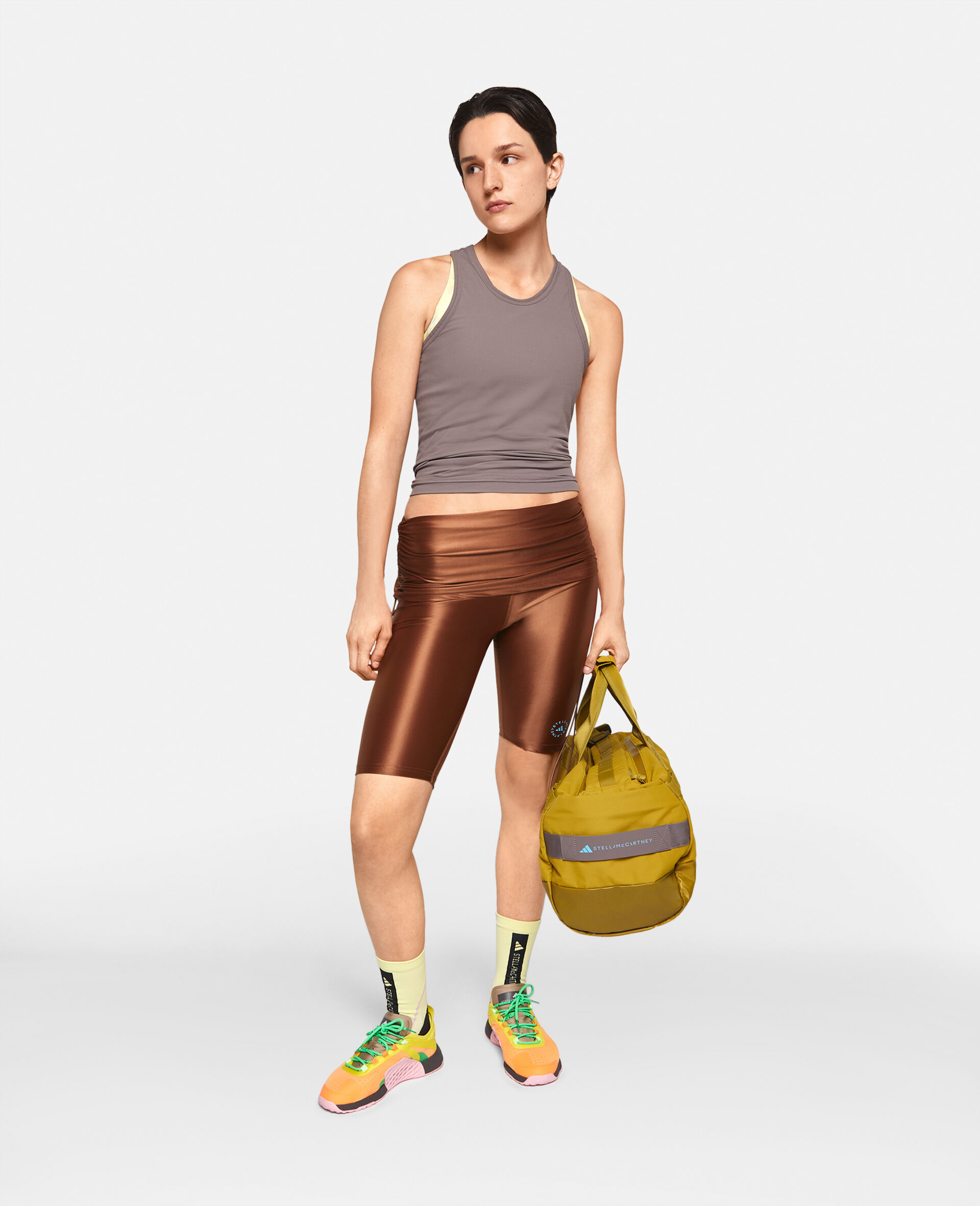 TrueCasuals Sportswear Rib Racerback Tank Top-Brown-large image number 1