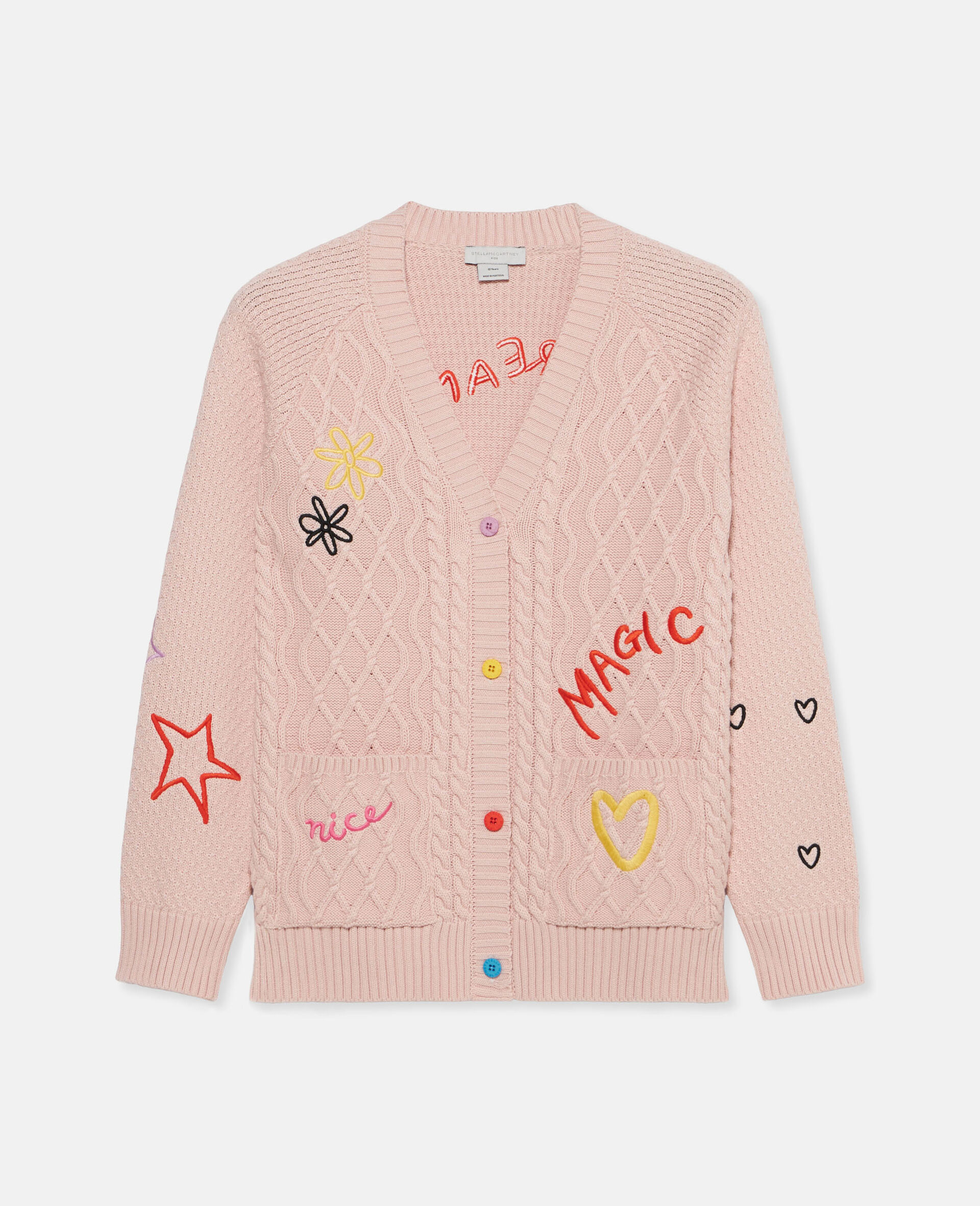 Doodle Embroidery Cardigan-Pink-large image number 0
