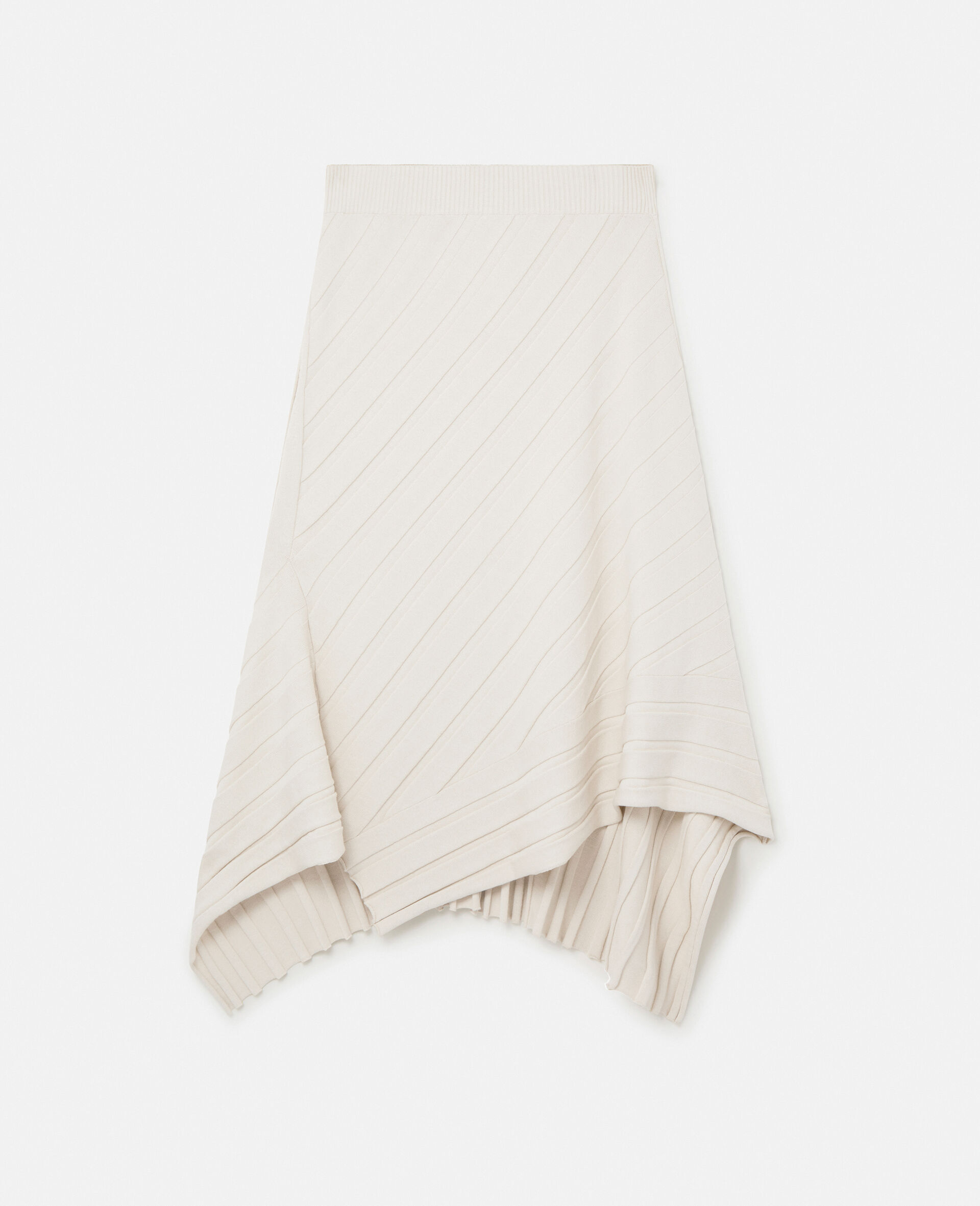 Asymmetric Rib Knit Skirt-Beige-large image number 0