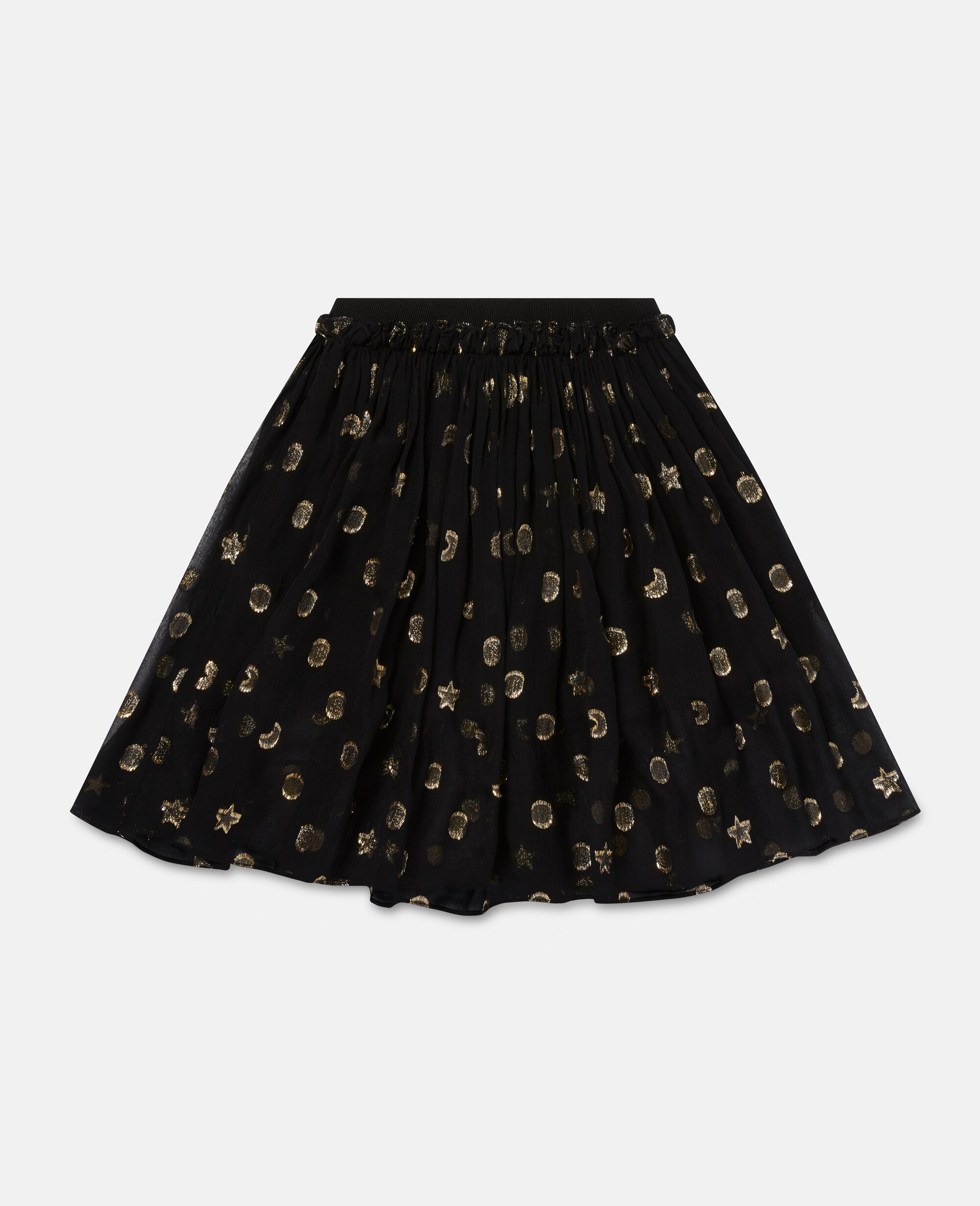 Girls Black Gold Pleated Shapes Print Skirt | Stella McCartney SI