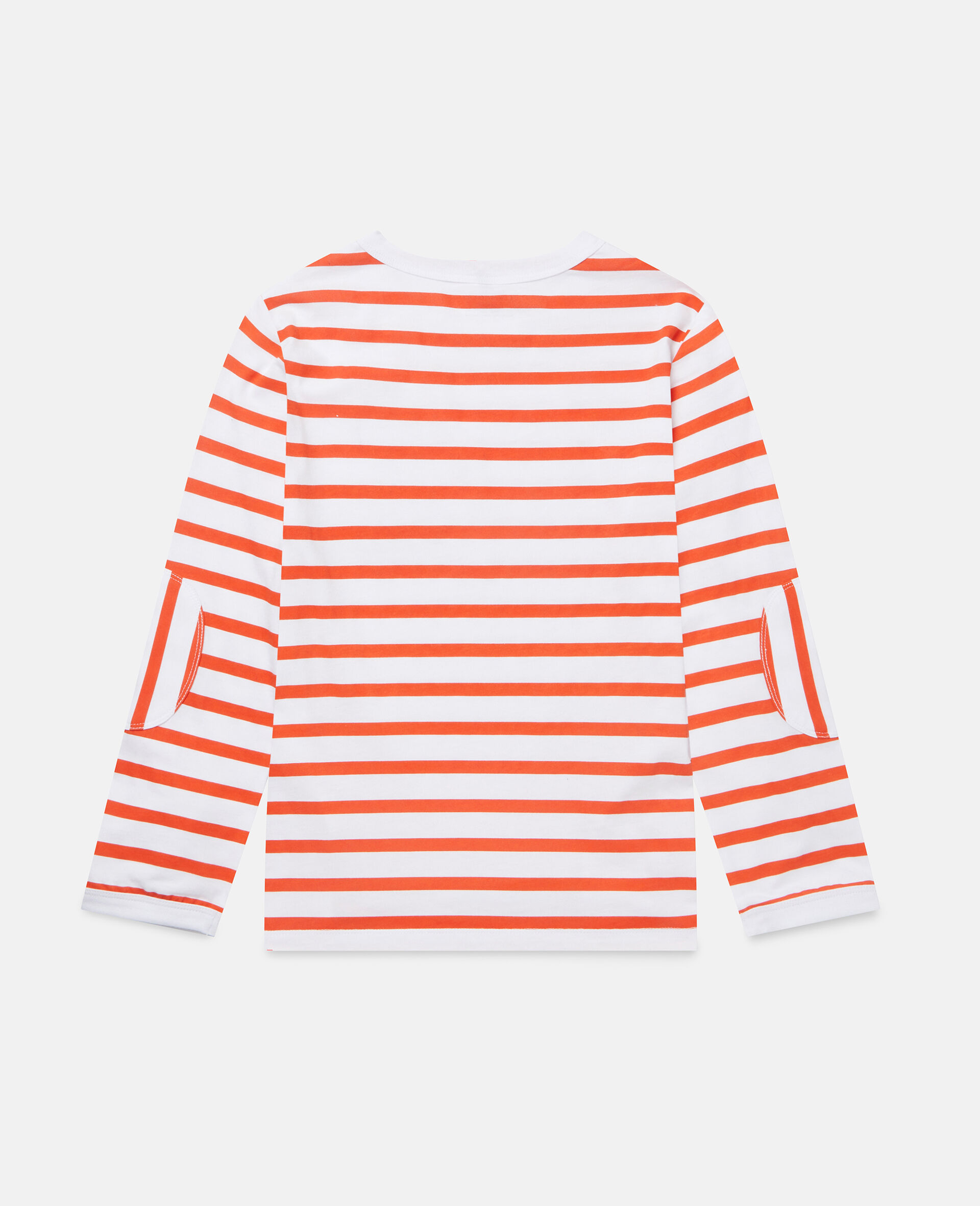 Striped Embroidered Motocross Cotton T‐Shirt-Red-large image number 2