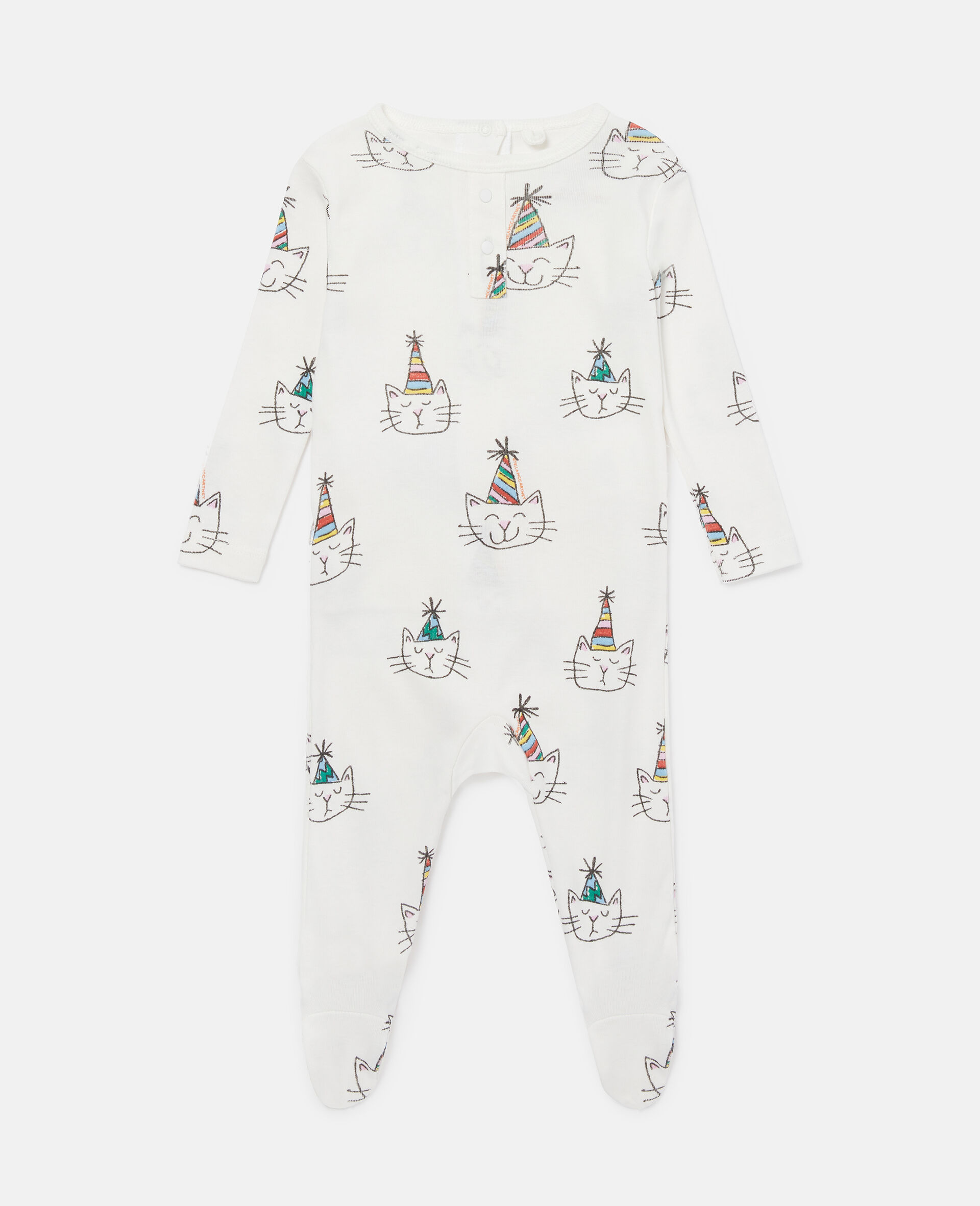 Cat Print Romper Gift Set-Cream-large Cat Print Romper Gift Set-Cream-large image number 0